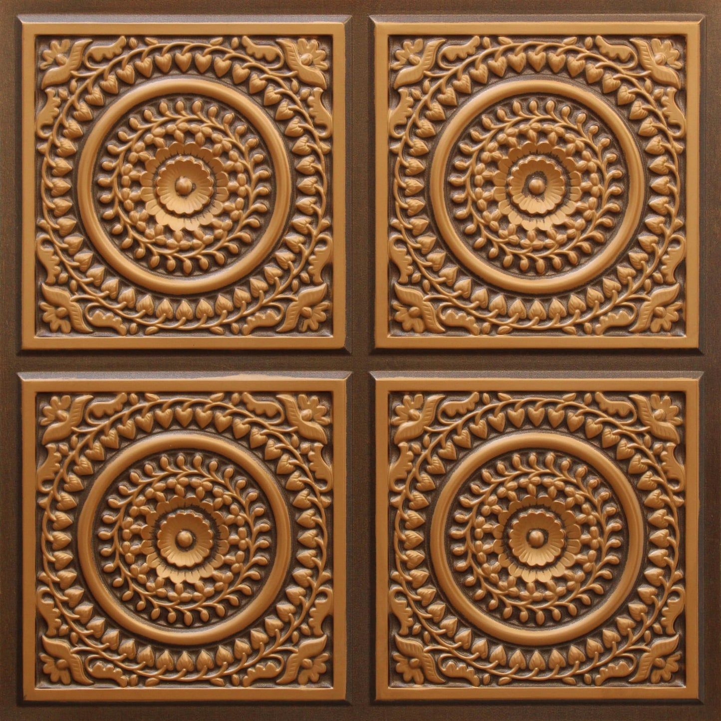 Victorian Patchwork Antique Gold Glue Up, PVC 3D Decorative Ceiling Panel, 2 ft X 2 ft (62cm X 62cm), 4 sq ft (0.37 sq m) each - Single