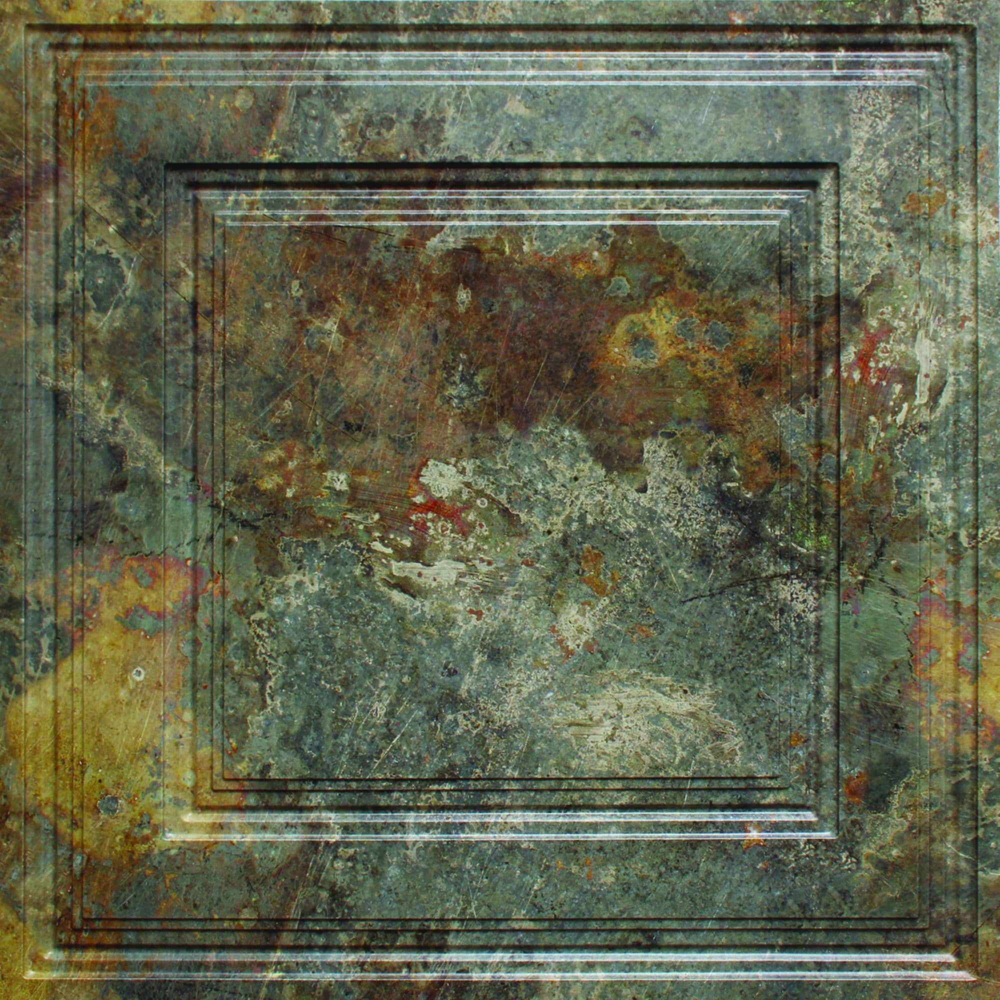 Rustic Traditional Simply Rustic Lay In, PVC 3D Decorative Ceiling Panel, 2 ft X 2 ft (60cm X 60cm), 4 sq ft (0.37 sq m) each - Single