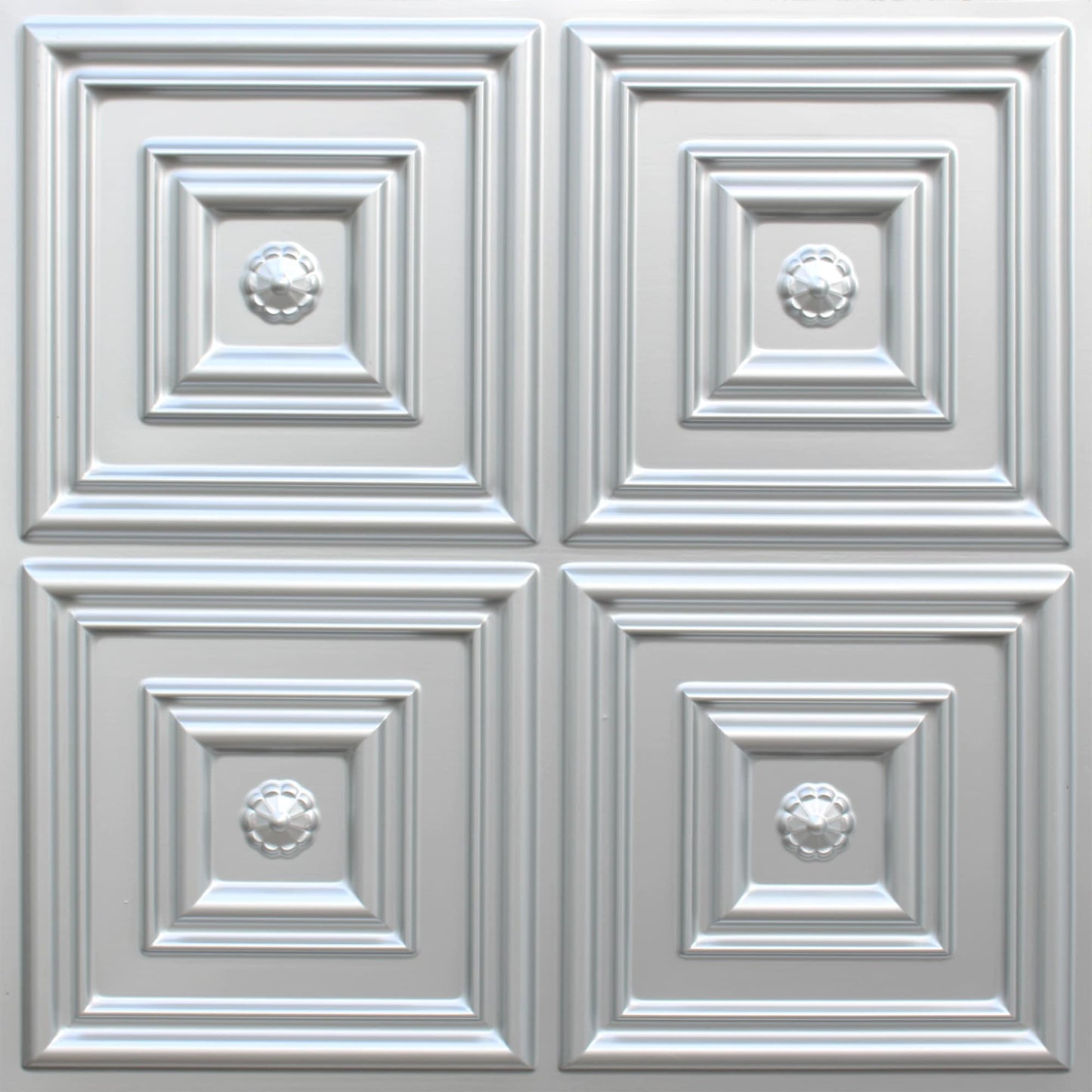 Modern Patchwork Silver Glue Up, PVC 3D Decorative Ceiling Panel, 2 ft X 2 ft (62cm X 62cm), 4 sq ft (0.37 sq m) each - Single