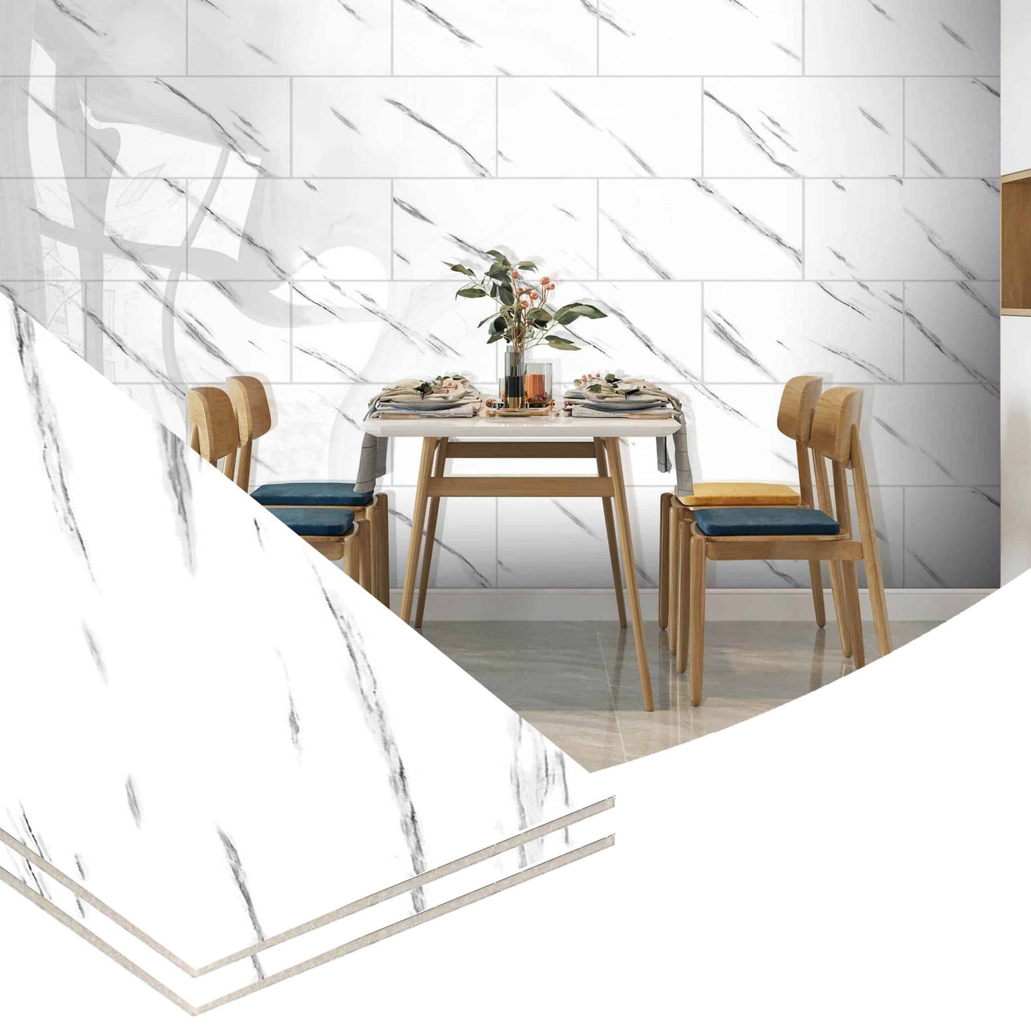 Peel and Stick Wall Panels in White, Light Grey, 24 in X 12 in