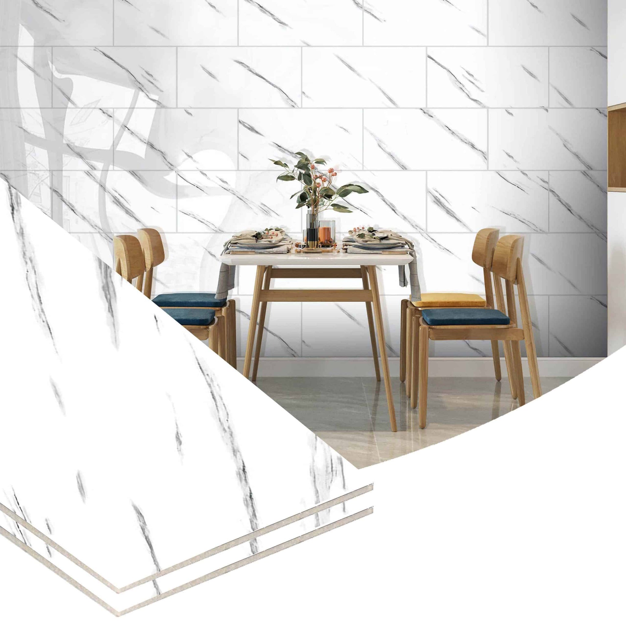 Peel and Stick Wall Panels in White, Light Grey, 24 in X 12 in