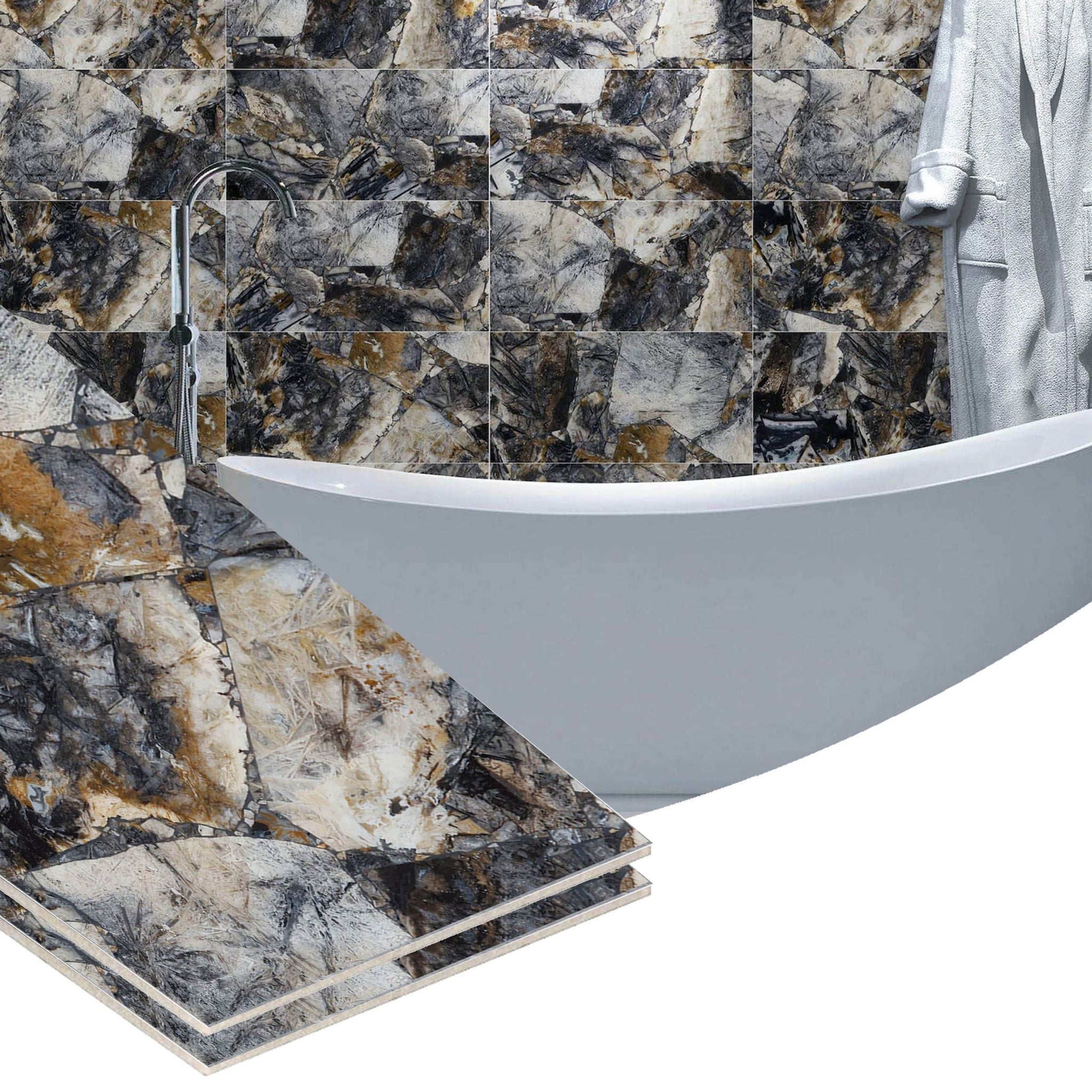 Peel and Stick Wall Panels in Brown, Beige, Grey, 24 in X 12 in