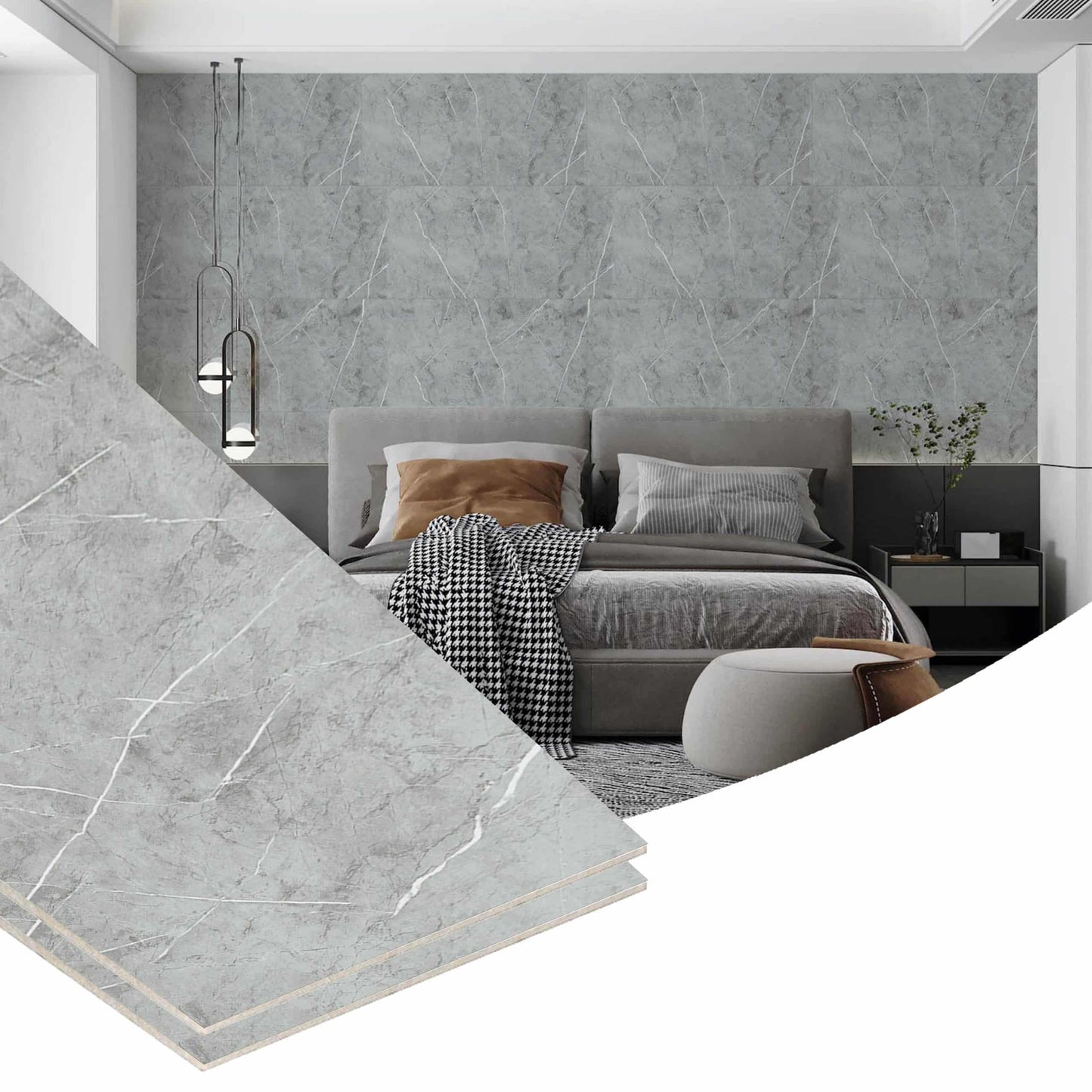 Peel and Stick Wall Panels in Grey, 24 in X 12 in