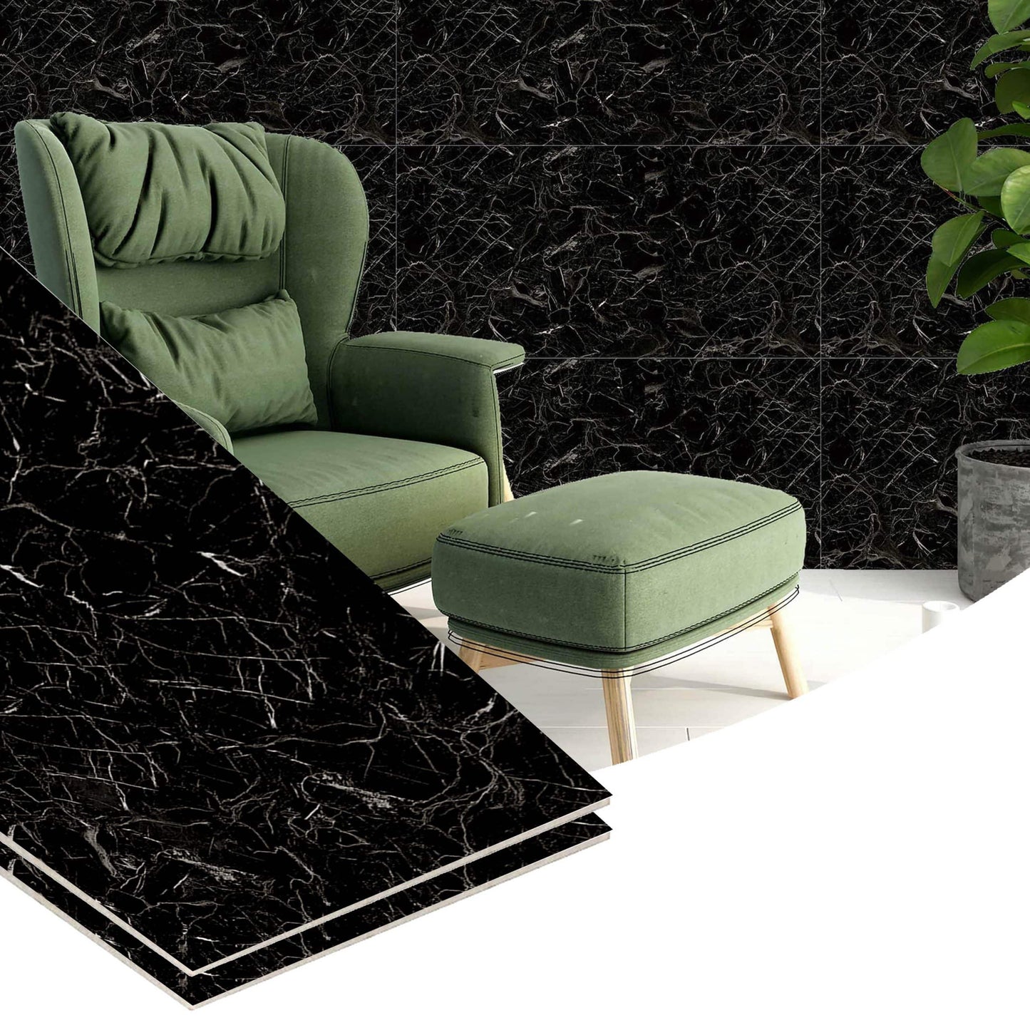 Peel and Stick Wall Panels in Black, White, 24 in X 12 in