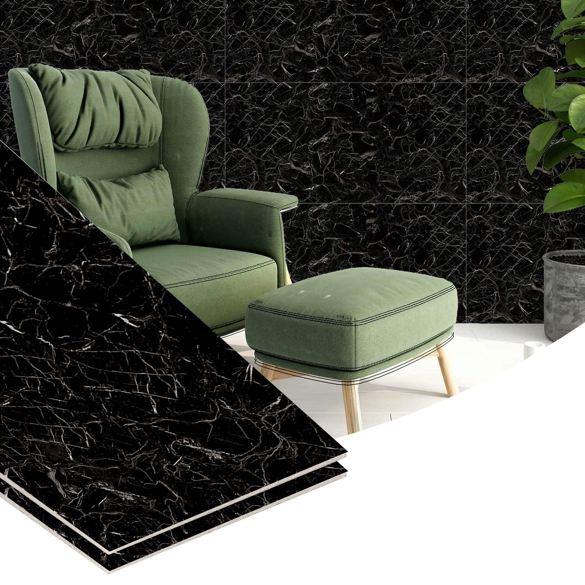 Peel and Stick Wall Panels in Black, White, 24 in X 12 in