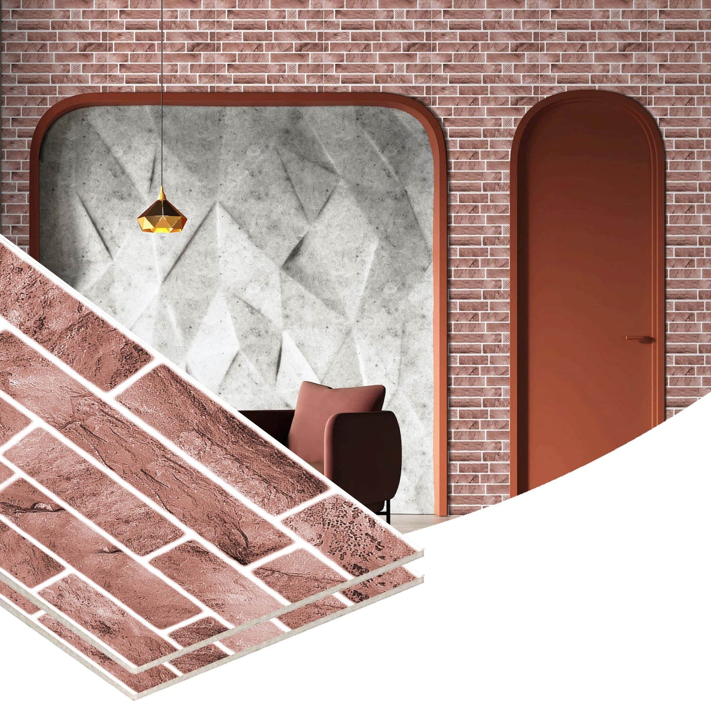 Peel and Stick Wall Panels in Pinkish Brown, 24 in X 12 in