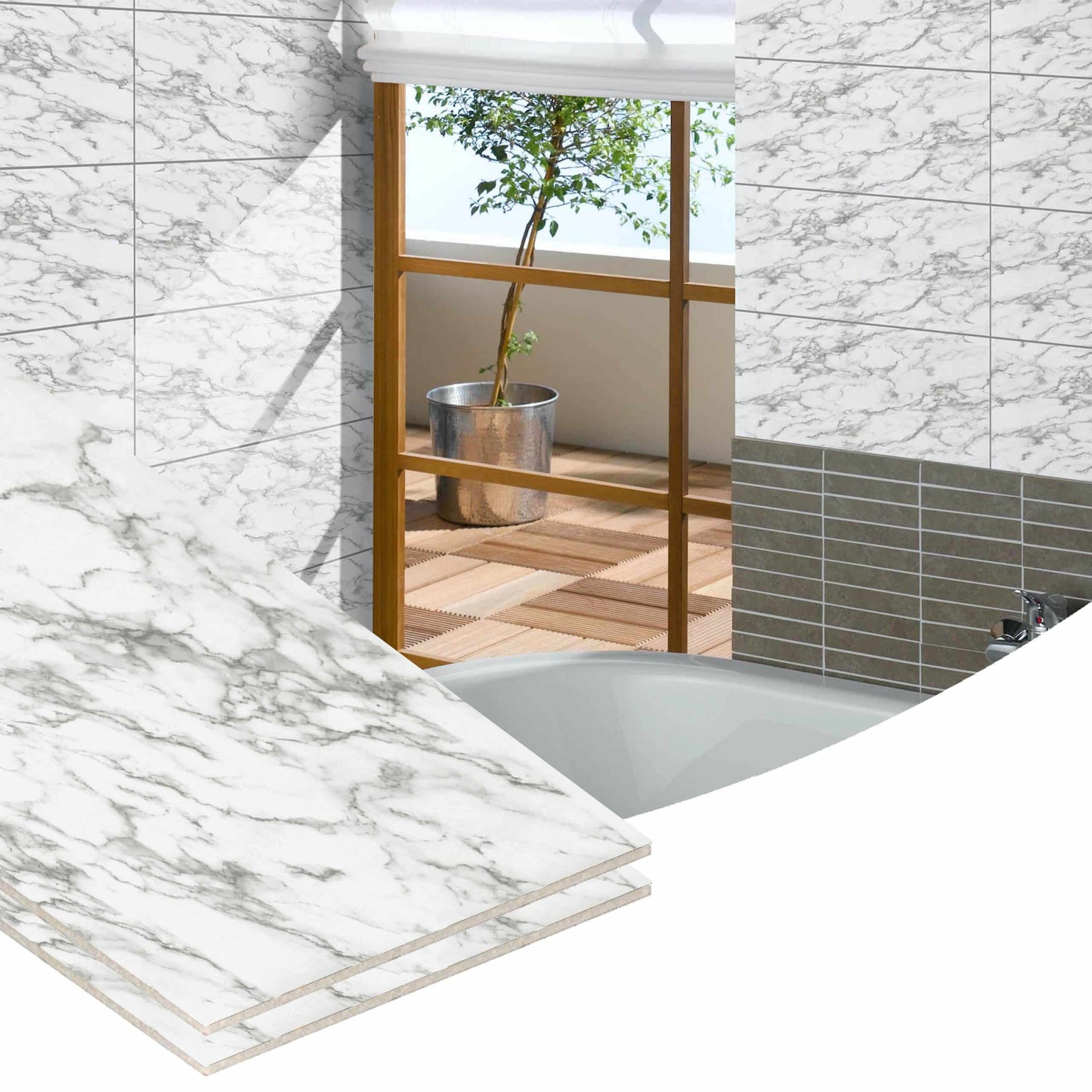 Peel and Stick Wall Panels in Grey, White, 24 in X 12 in