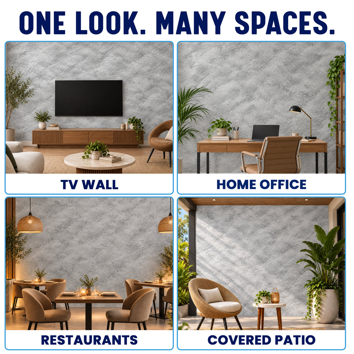 3D PU Stone Wall Panels, Charcoal & Grey, Styrofoam