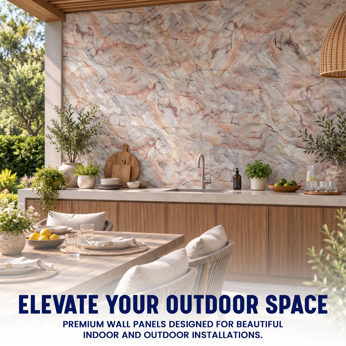 3D PU Stone Wall Panels, Beige & Reddish Brown, Styrofoam