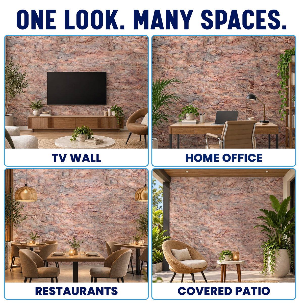 3D PU Stone Wall Panels, Reddish Brown & Peach, Styrofoam