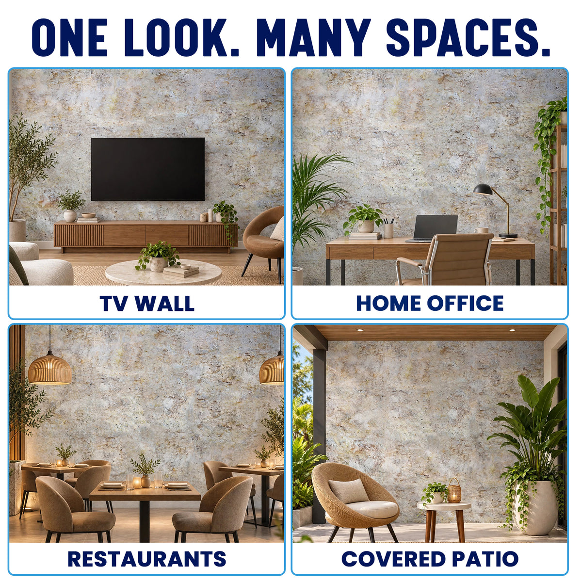 3D PU Stone Wall Panels, Greige, Brown & Blue, Styrofoam