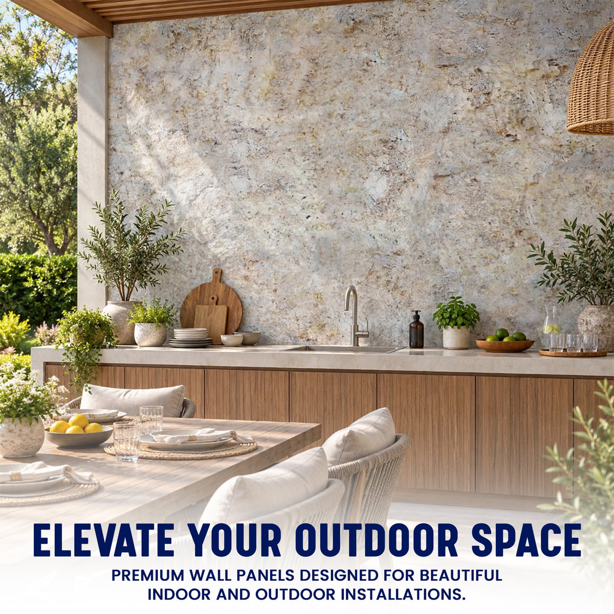 3D PU Stone Wall Panels, Greige, Brown & Blue, Styrofoam