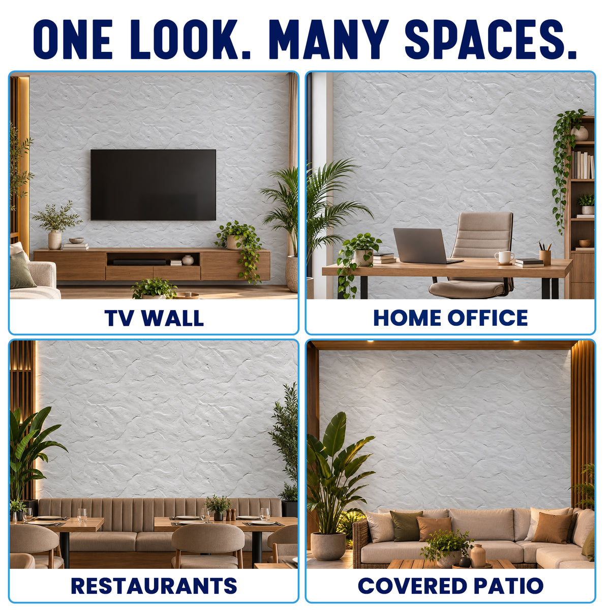 3D PU Stone Wall Panels, Light Grey, Styrofoam