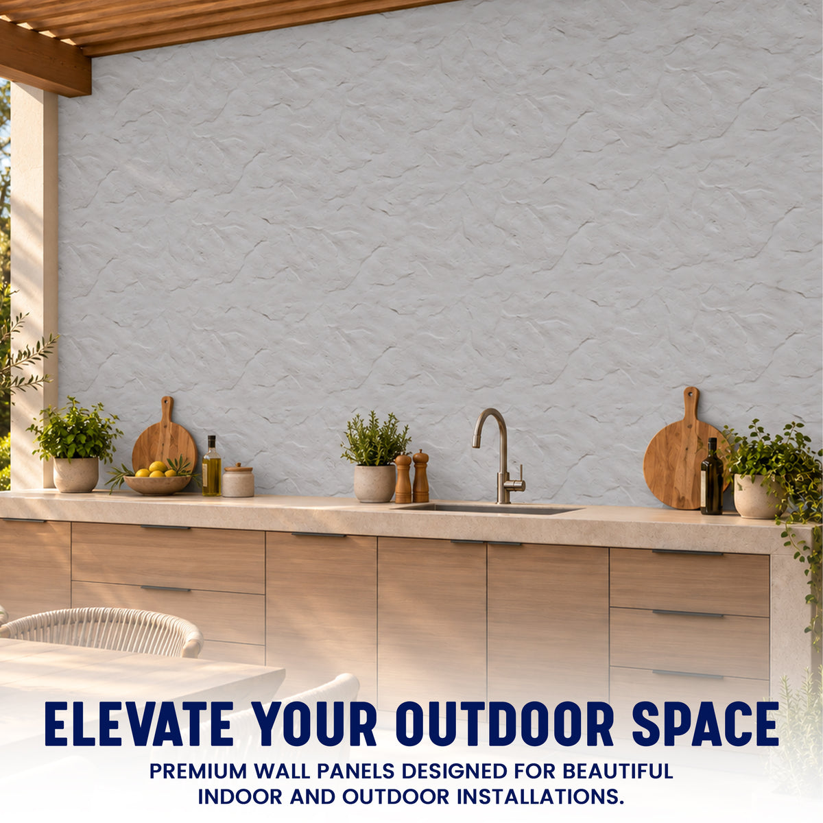 3D PU Stone Wall Panels, Light Grey, Styrofoam