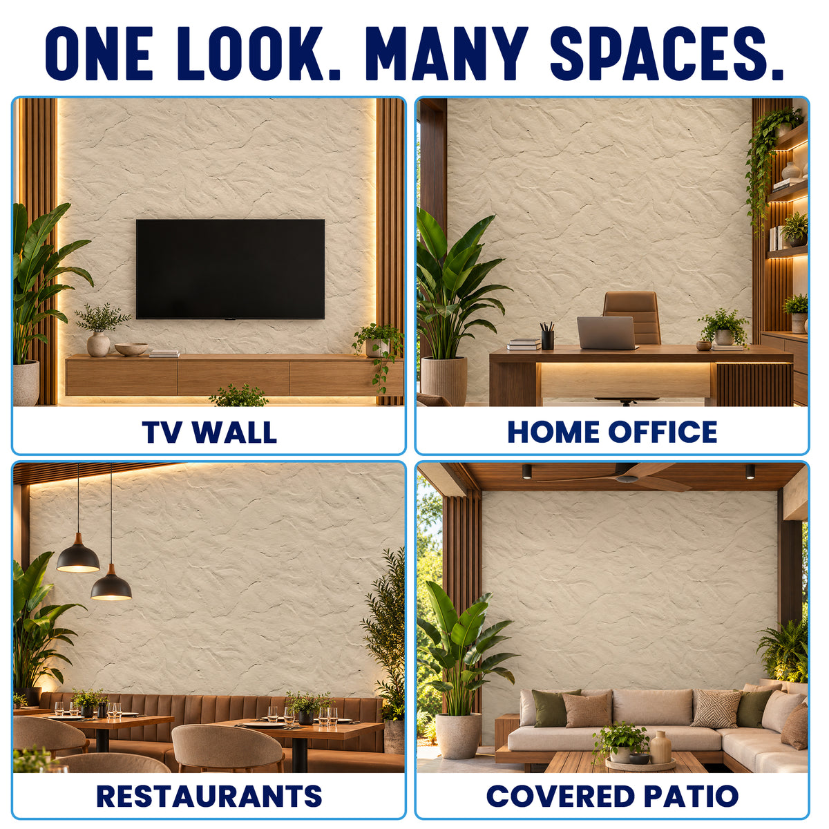 3D PU Stone Wall Panels, Cream, Styrofoam