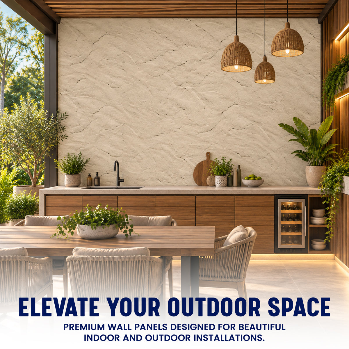 3D PU Stone Wall Panels, Cream, Styrofoam
