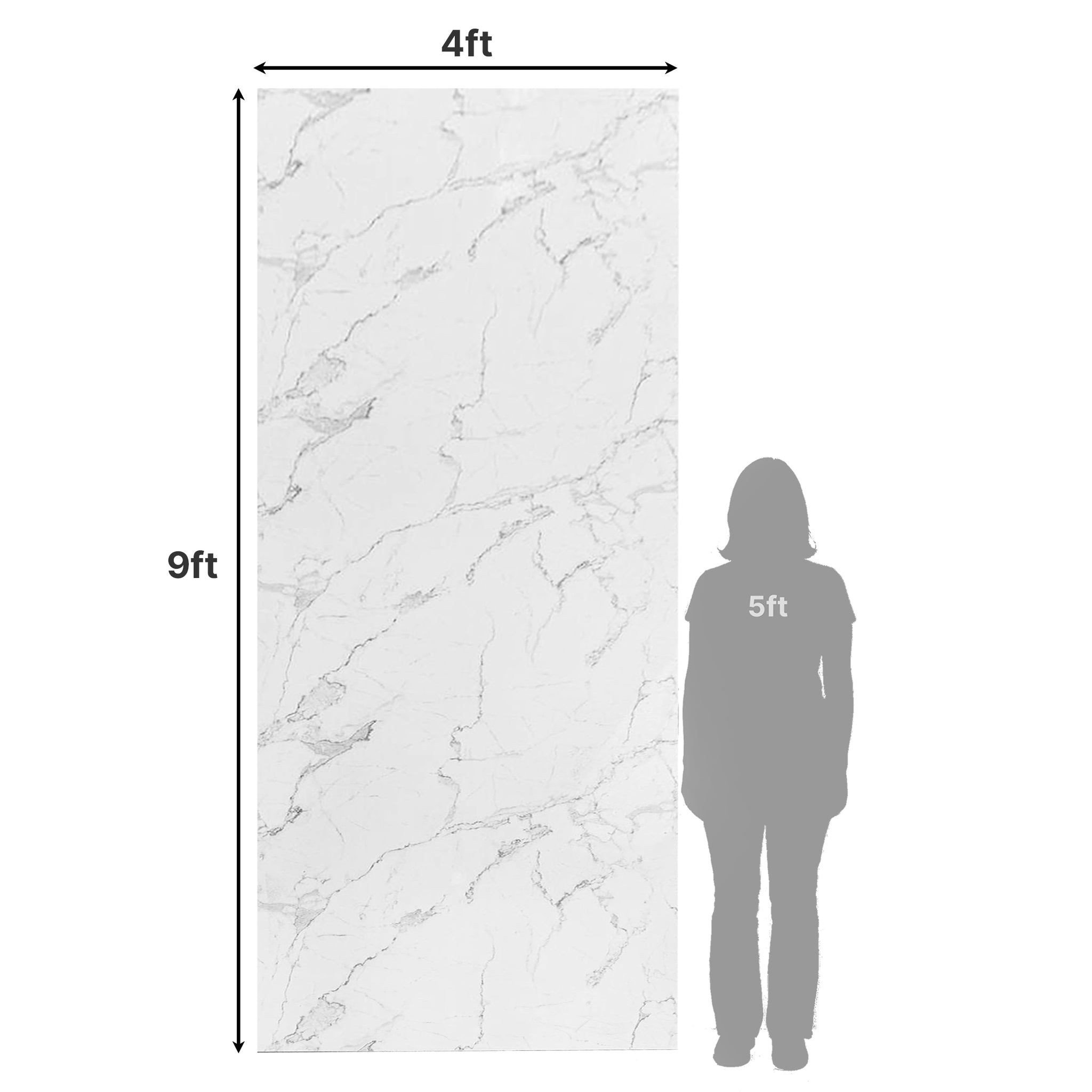 UV Marble Full Size Wall Panels 4ft x 9ft, High Gloss Panels - Backsplash, Bathroom, Accent Walls - White, Grey Veins