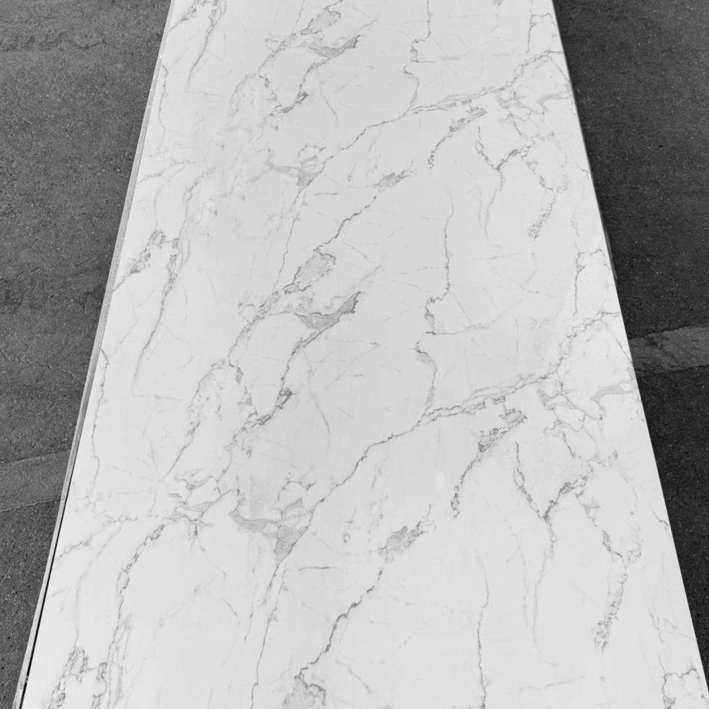 UV Marble Full Size Wall Panels 4ft x 9ft, High Gloss Panels - Backsplash, Bathroom, Accent Walls - White, Grey Veins