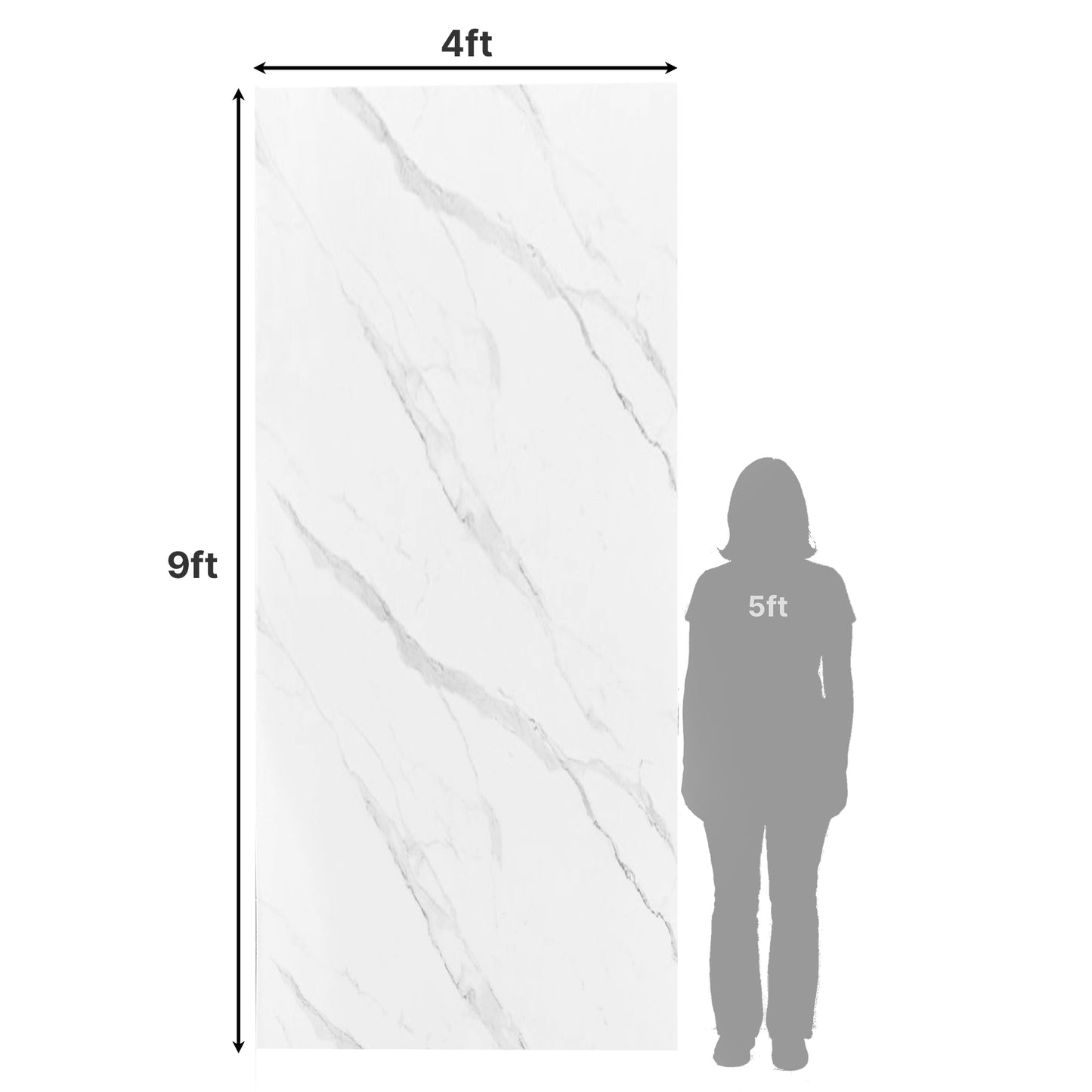 UV Marble Full Size Wall Panels 4ft x 9ft, High Gloss Panels - Backsplash, Bathroom, Accent Walls - Off-White, Grey Veins