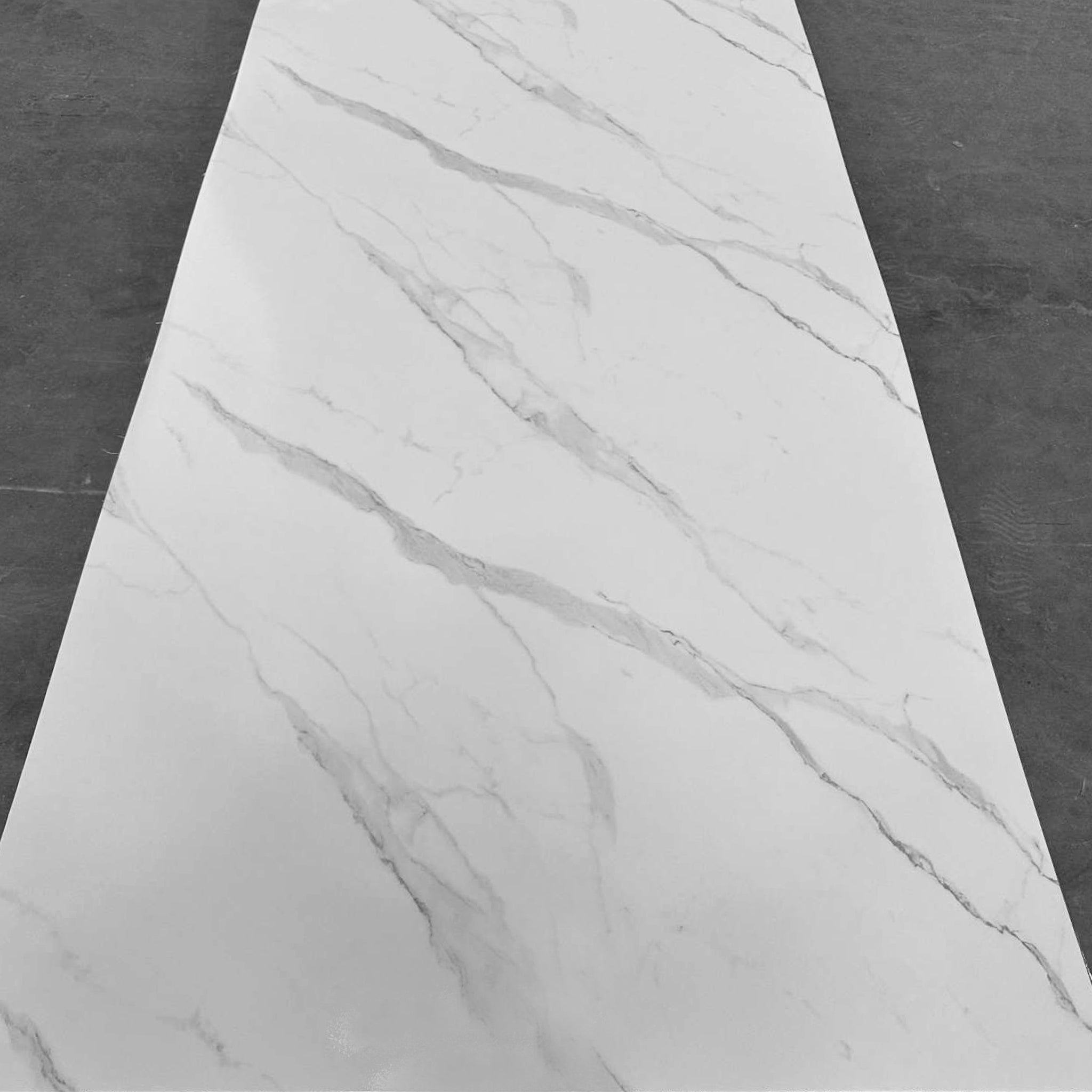 UV Marble Full Size Wall Panels 4ft x 9ft, High Gloss Panels - Backsplash, Bathroom, Accent Walls - Off-White, Grey Veins