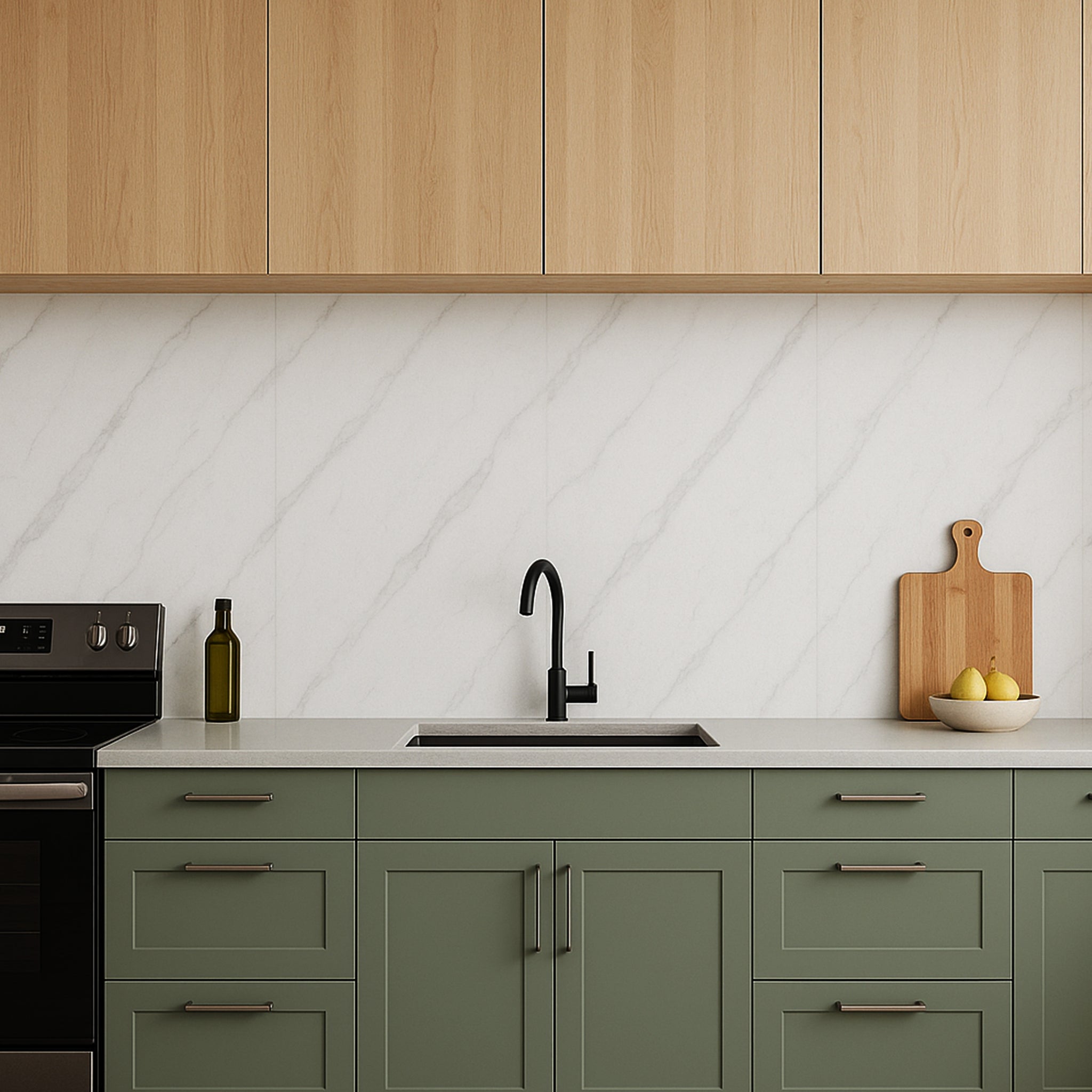 UV Marble Full Size Wall Panels 4ft x 9ft, High Gloss Panels - Backsplash, Bathroom, Accent Walls - Off-White, Grey Veins