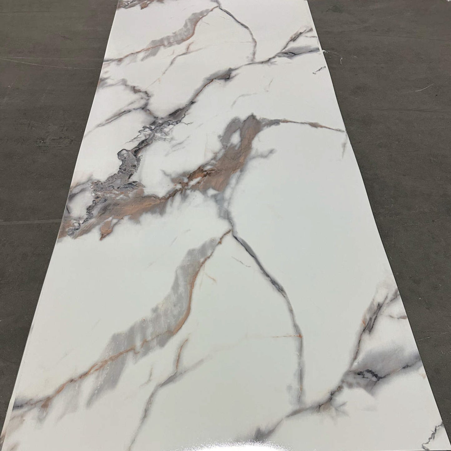 UV Marble Full Size Wall Panels 4ft x 9ft, High Gloss Panels - Backsplash, Bathroom, Accent Walls - White, Black and Gold Veins