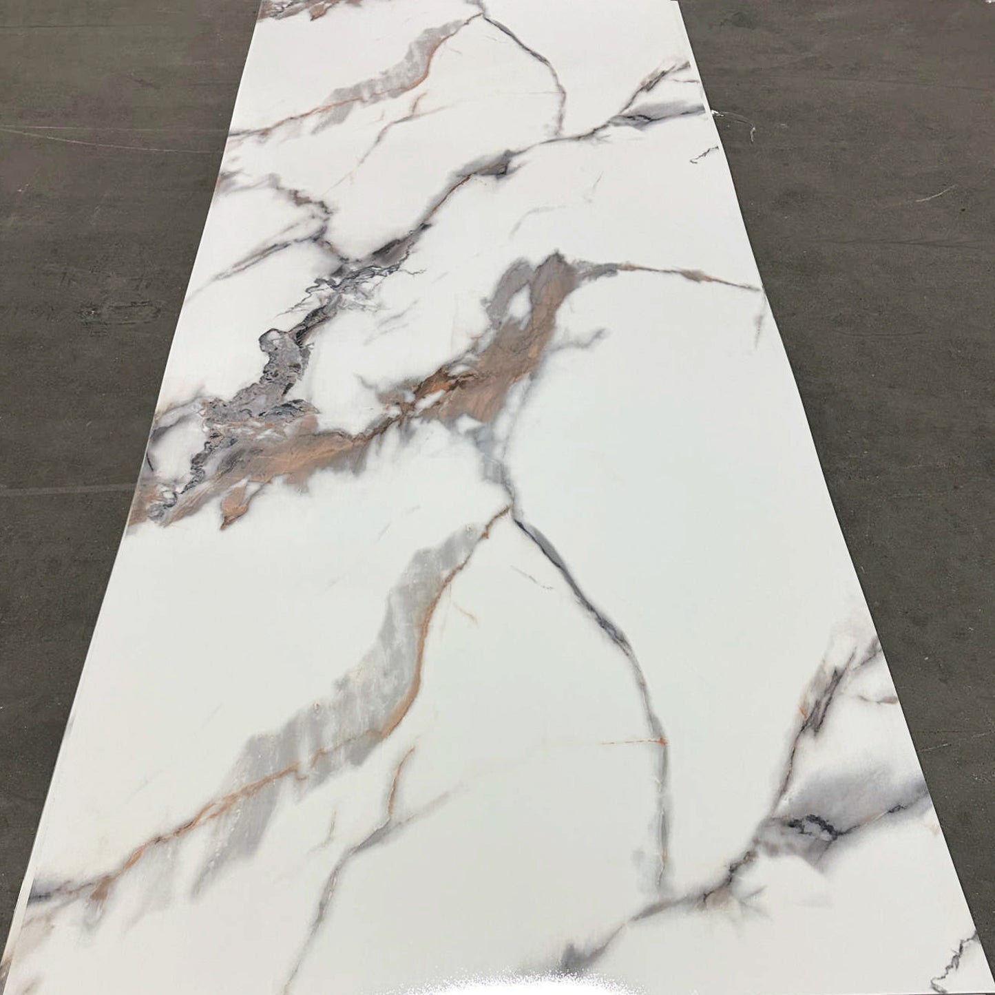 UV Marble Full Size Wall Panels 4ft x 9ft, High Gloss Panels - Backsplash, Bathroom, Accent Walls - White, Black and Gold Veins