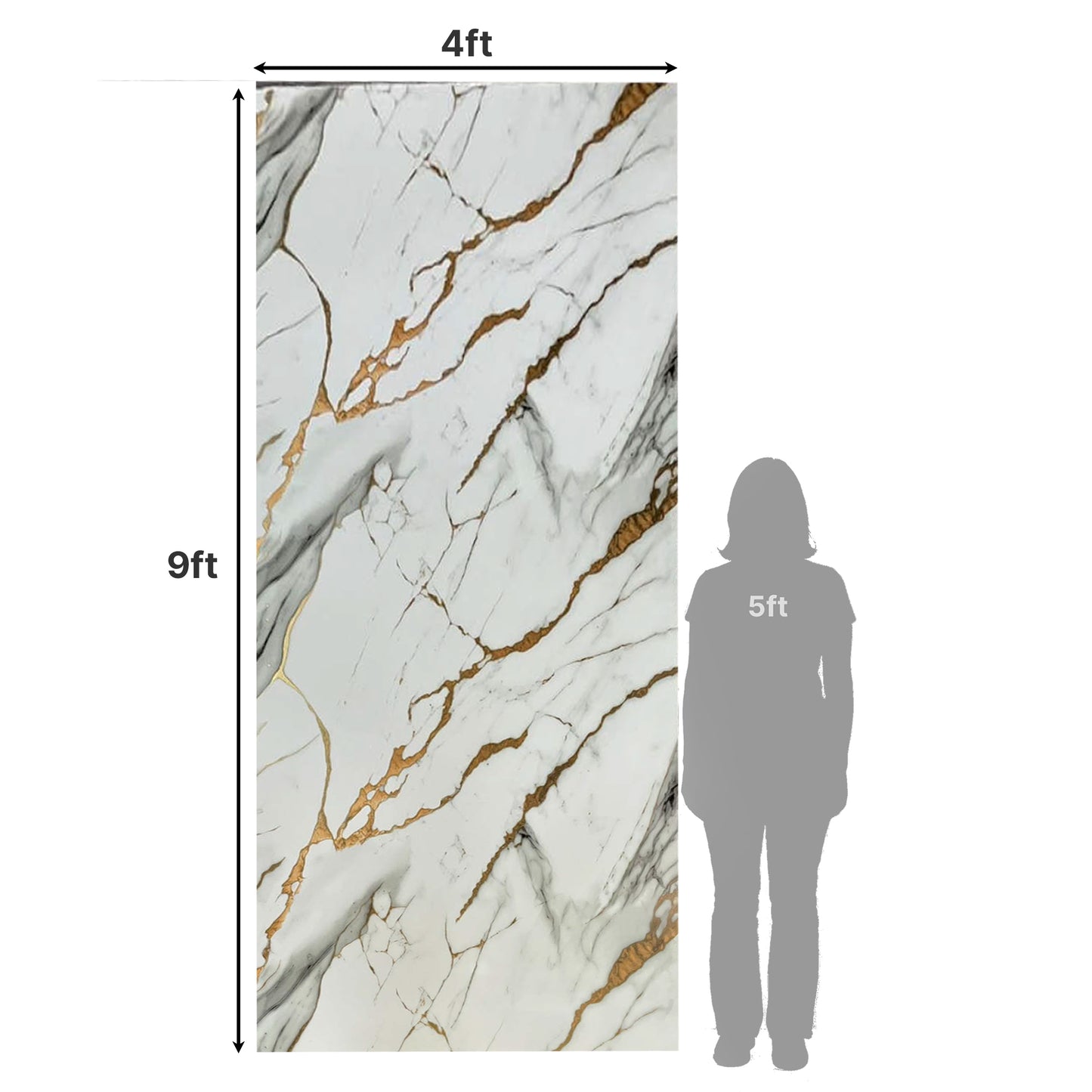 UV Marble Full Size Wall Panels 4ft x 9ft, High Gloss Panels - Backsplash, Bathroom, Accent Walls - White, Grey, Gold Veins