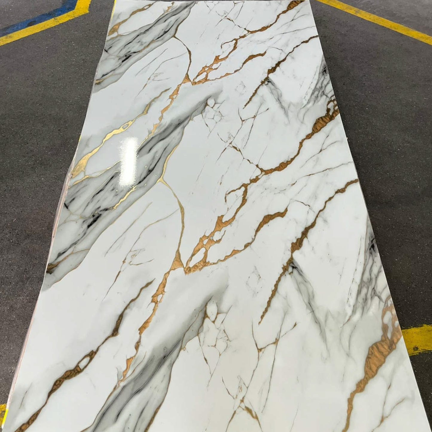 UV Marble Full Size Wall Panels 4ft x 9ft, High Gloss Panels - Backsplash, Bathroom, Accent Walls - White, Grey, Gold Veins