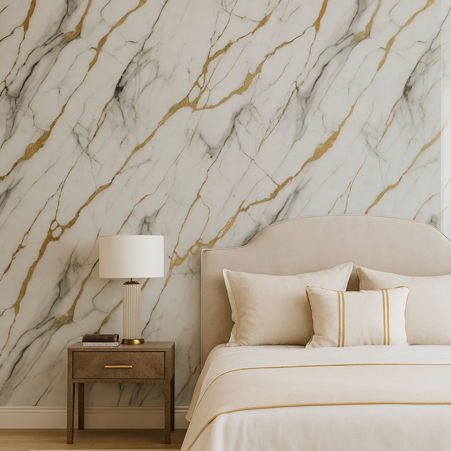 UV Marble Full Size Wall Panels 4ft x 9ft, High Gloss Panels - Backsplash, Bathroom, Accent Walls - White, Grey, Gold Veins