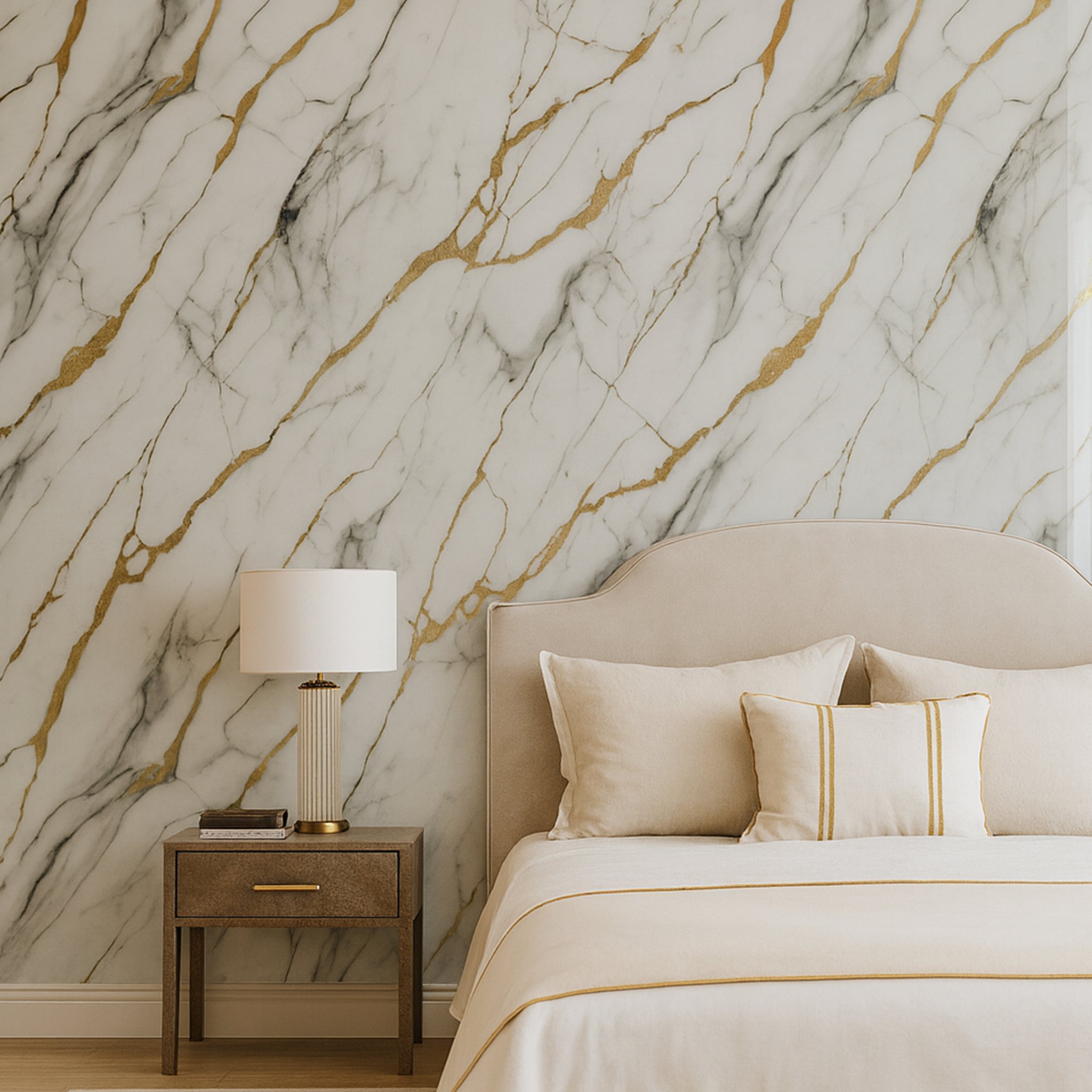 UV Marble Full Size Wall Panels 4ft x 9ft, High Gloss Panels - Backsplash, Bathroom, Accent Walls - White, Grey, Gold Veins
