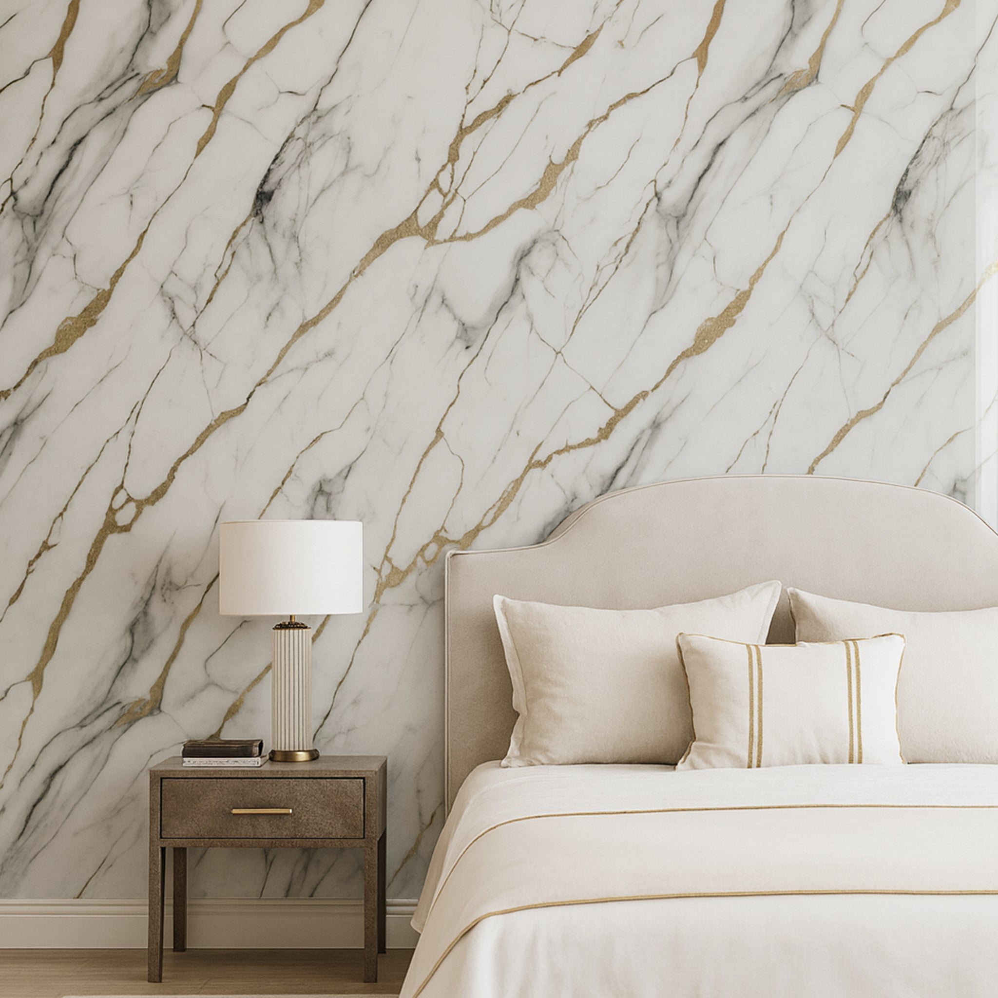 UV Marble Full Size Wall Panels 4ft x 9ft, High Gloss Panels - Backsplash, Bathroom, Accent Walls - White, Grey, Gold Veins