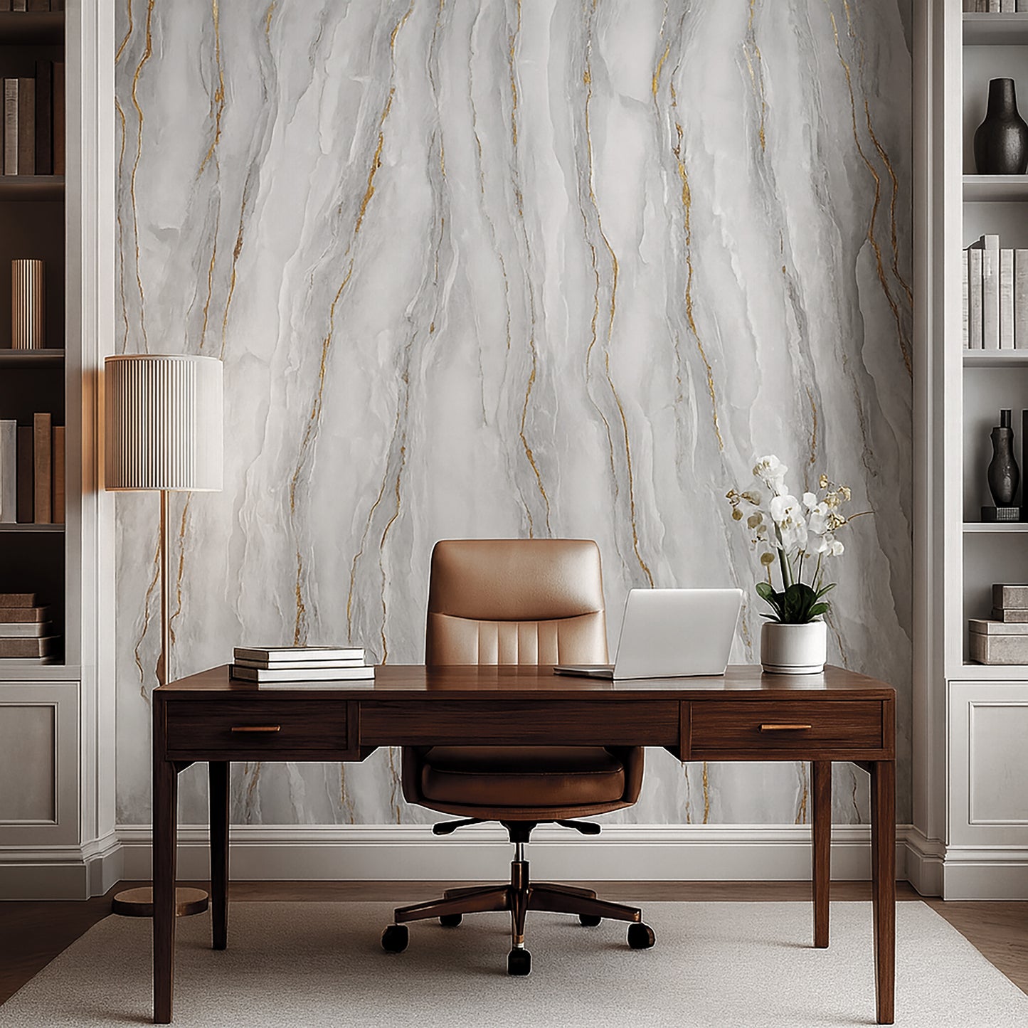 UV Marble Full Size Wall Panels 4ft x 9ft, High Gloss Panels - Backsplash, Bathroom, Accent Walls - Grey, Gold Veins