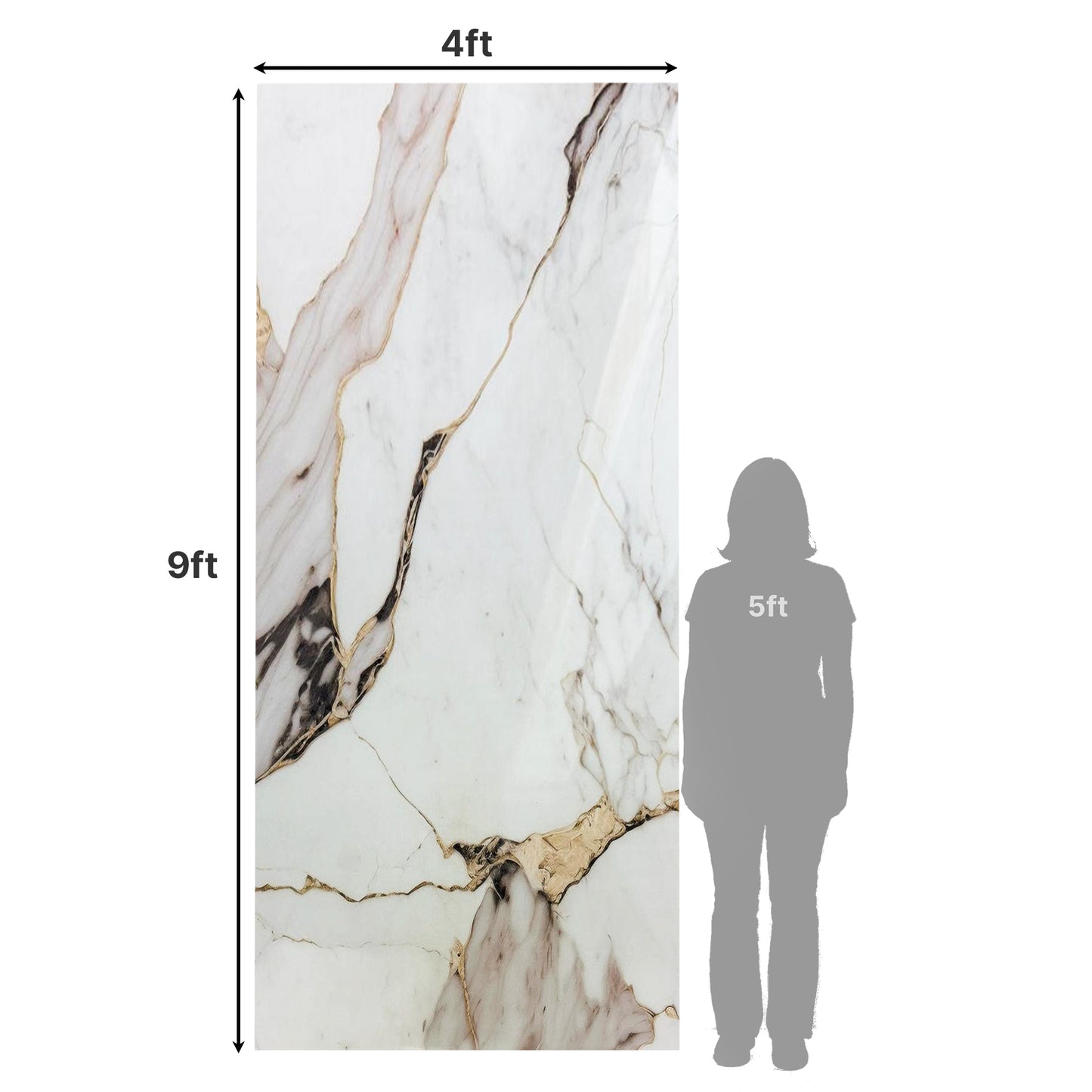 UV Marble Full Size Wall Panels 4ft x 9ft, High Gloss Panels - Backsplash, Bathroom, Accent Walls - Off-White, Grey and Gold Veins