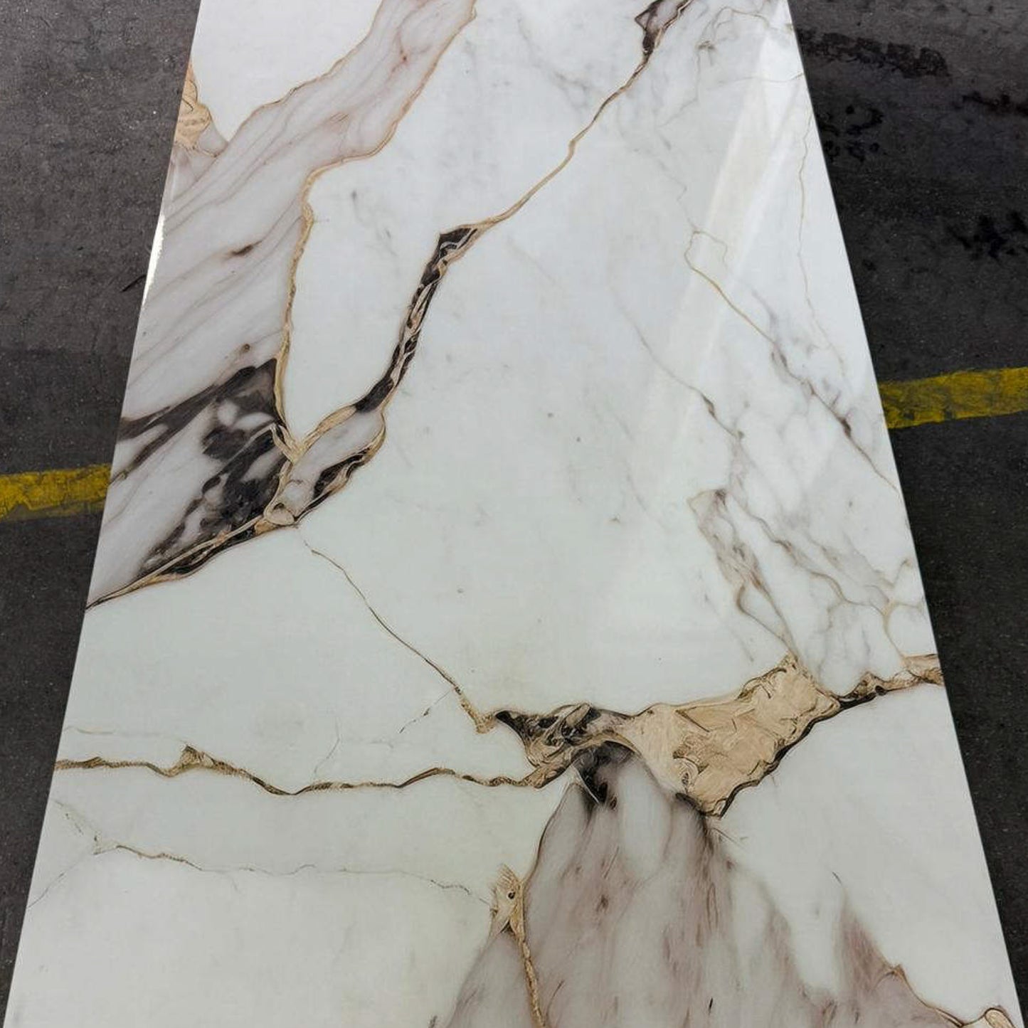 UV Marble Full Size Wall Panels 4ft x 9ft, High Gloss Panels - Backsplash, Bathroom, Accent Walls - Off-White, Grey and Gold Veins