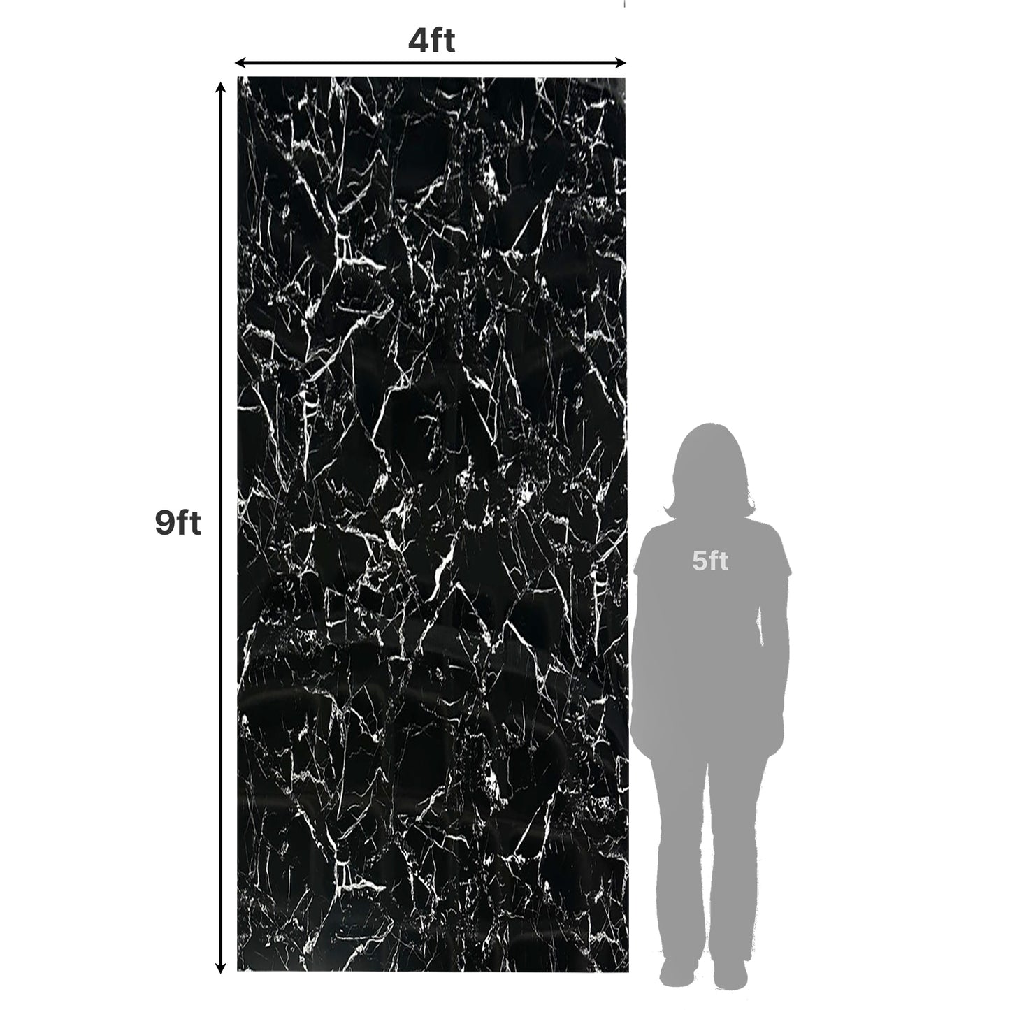 UV Marble Full Size Wall Panels 4ft x 9ft, High Gloss Panels - Backsplash, Bathroom, Accent Walls - Black, White Veins