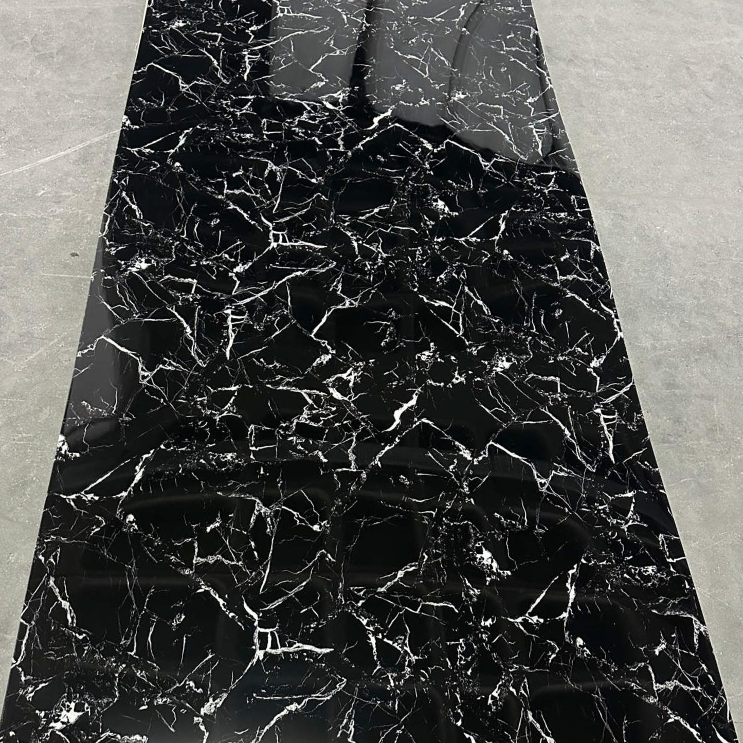 UV Marble Full Size Wall Panels 4ft x 9ft, High Gloss Panels - Backsplash, Bathroom, Accent Walls - Black, White Veins