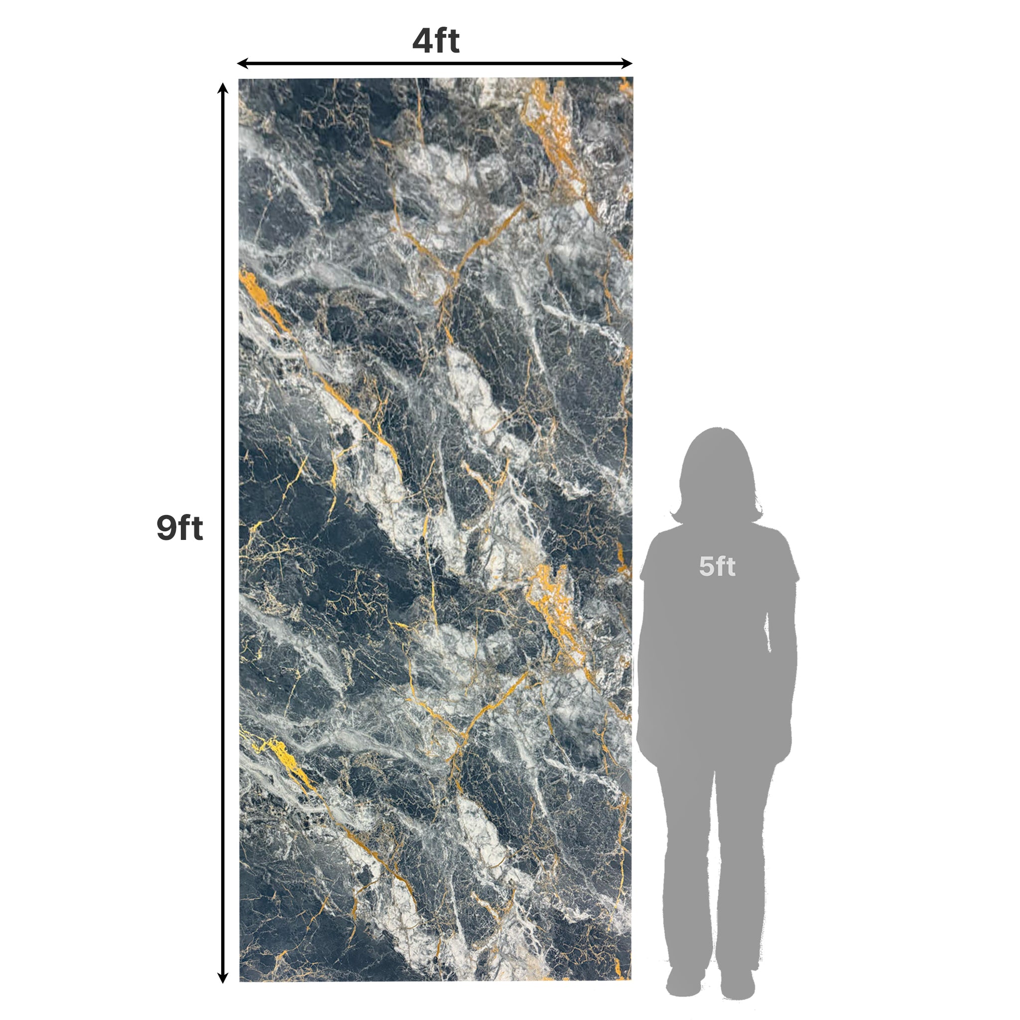 UV Marble Full Size Wall Panels 4ft x 9ft, High Gloss Panels - Backsplash, Bathroom, Accent Walls - Black, White, Gold Veins