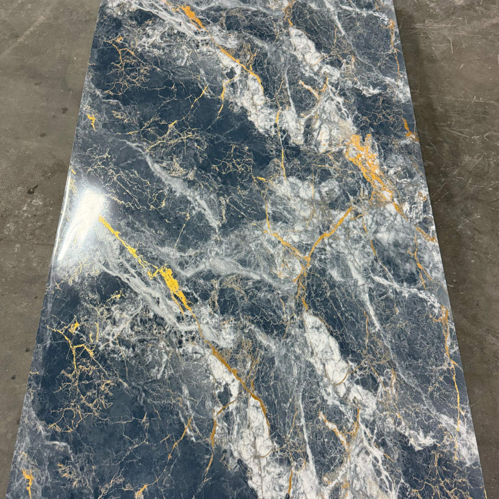 UV Marble Full Size Wall Panels 4ft x 9ft, High Gloss Panels - Backsplash, Bathroom, Accent Walls - Black, White, Gold Veins