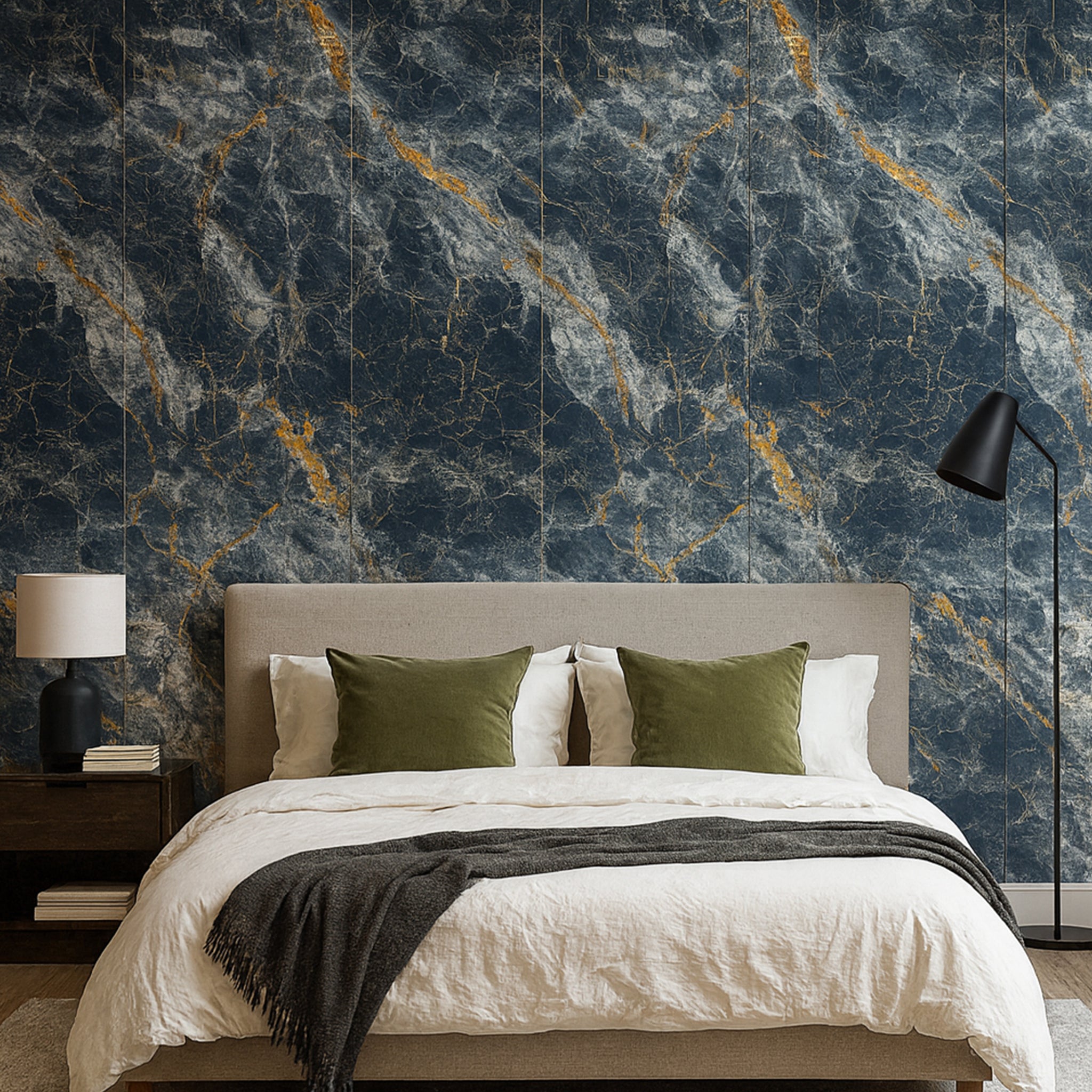 UV Marble Full Size Wall Panels 4ft x 9ft, High Gloss Panels - Backsplash, Bathroom, Accent Walls - Black, White, Gold Veins