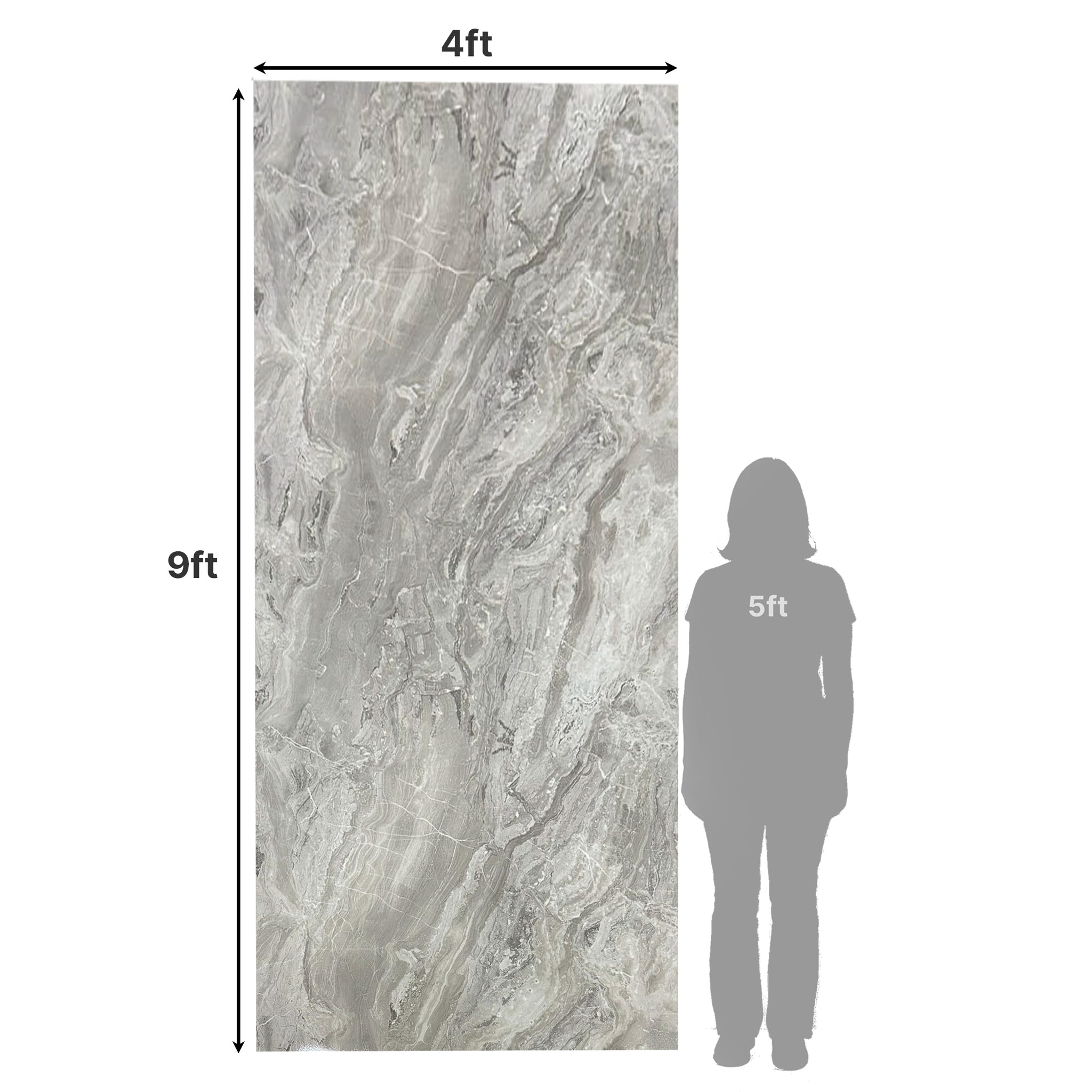 UV Marble Full Size Wall Panels 4ft x 9ft, High Gloss Panels - Backsplash, Bathroom, Accent Walls - Grey, Dark Veins