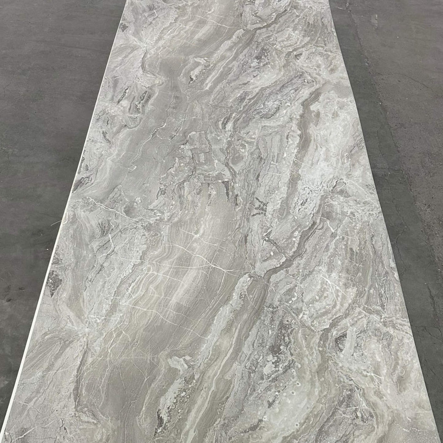 UV Marble Full Size Wall Panels 4ft x 9ft, High Gloss Panels - Backsplash, Bathroom, Accent Walls - Grey, Dark Veins