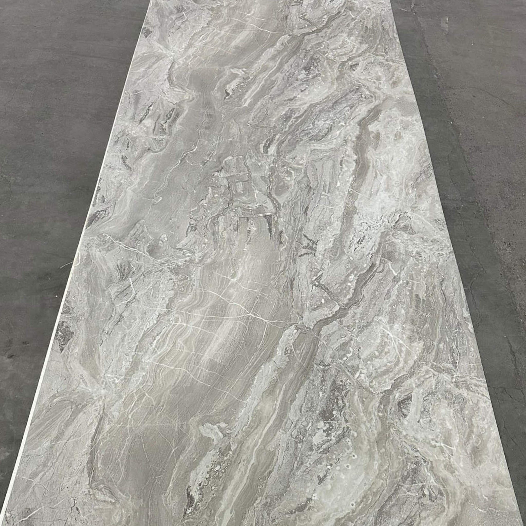 UV Marble Full Size Wall Panels 4ft x 9ft, High Gloss Panels - Backsplash, Bathroom, Accent Walls - Grey, Dark Veins