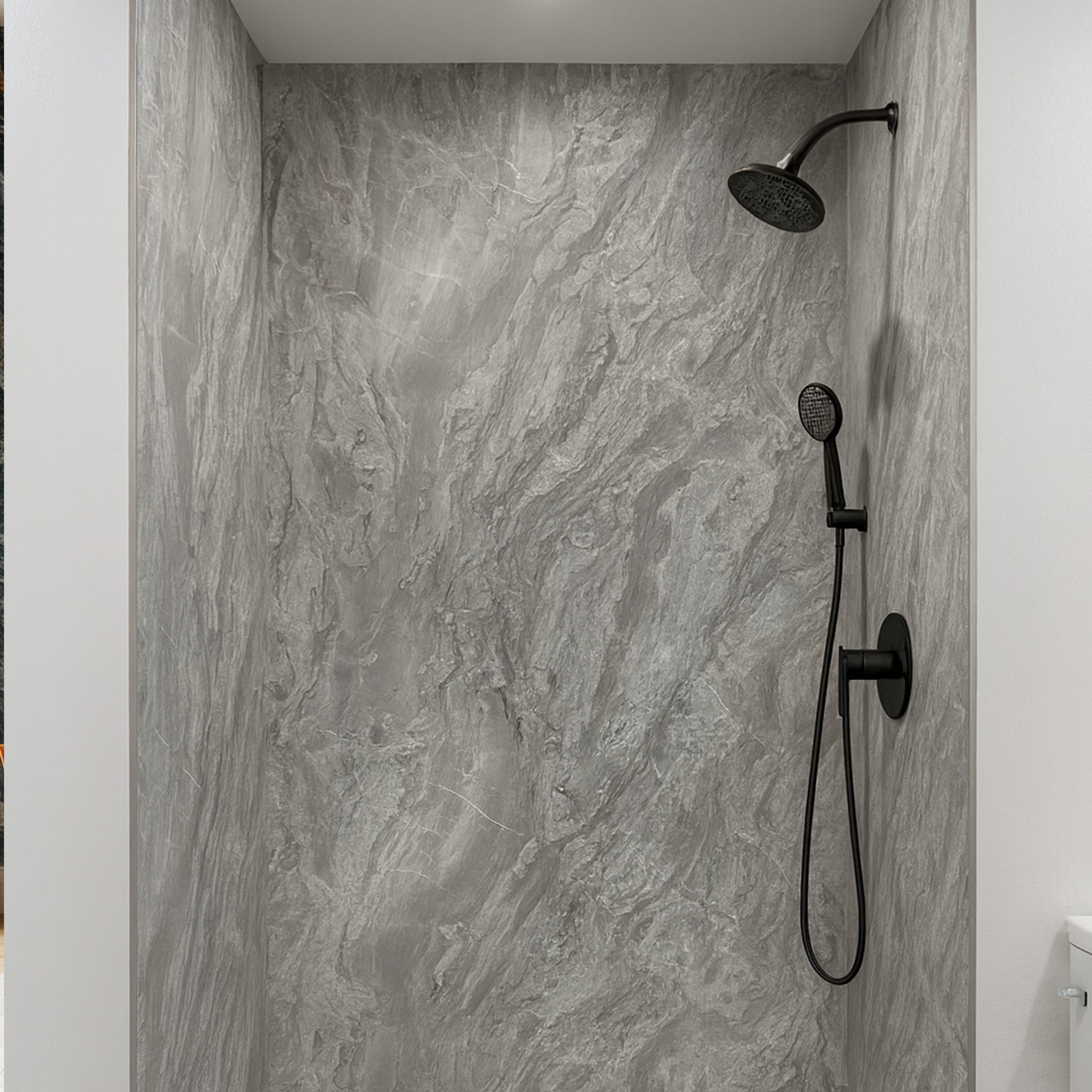 UV Marble Full Size Wall Panels 4ft x 9ft, High Gloss Panels - Backsplash, Bathroom, Accent Walls - Grey, Dark Veins