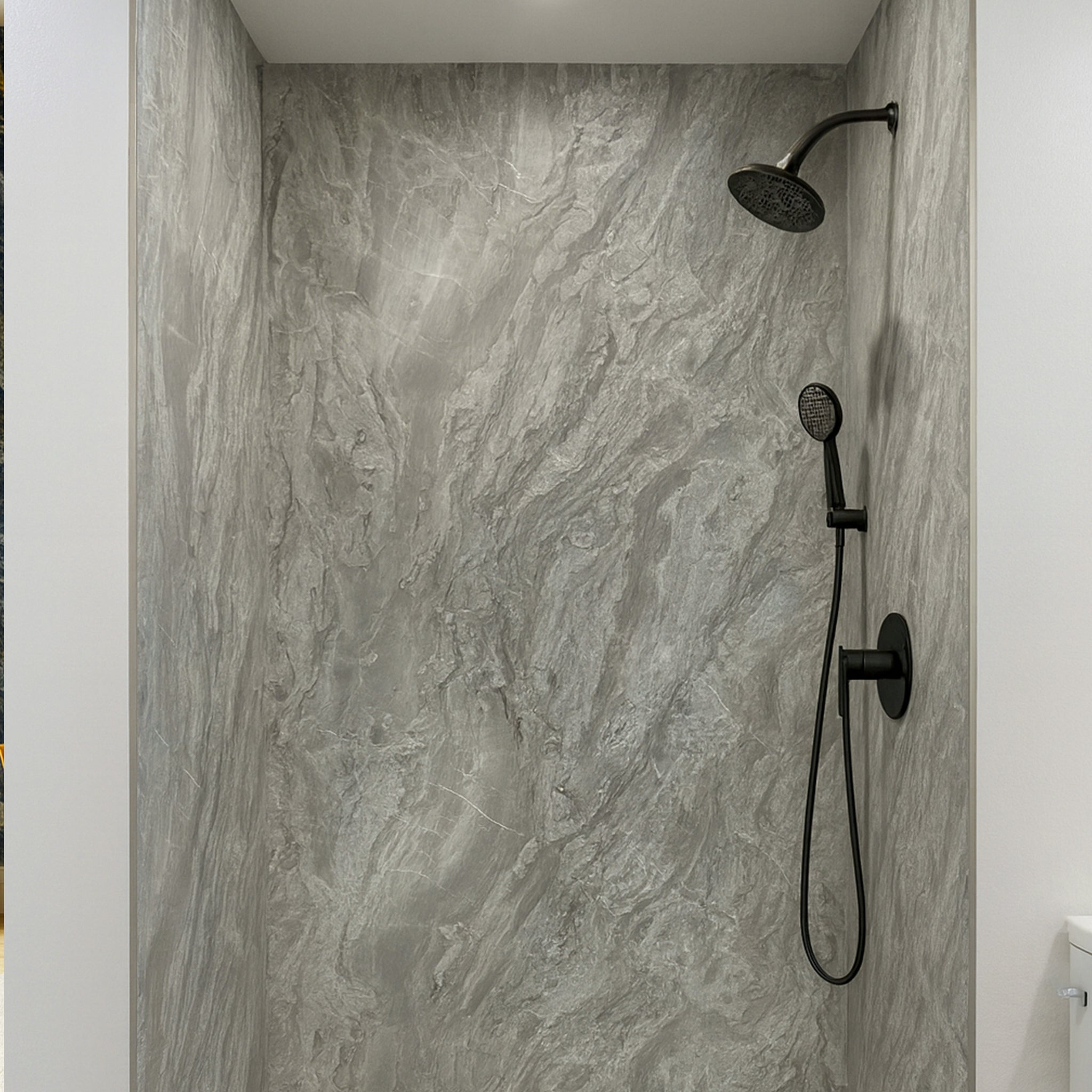 UV Marble Full Size Wall Panels 4ft x 9ft, High Gloss Panels - Backsplash, Bathroom, Accent Walls - Grey, Dark Veins