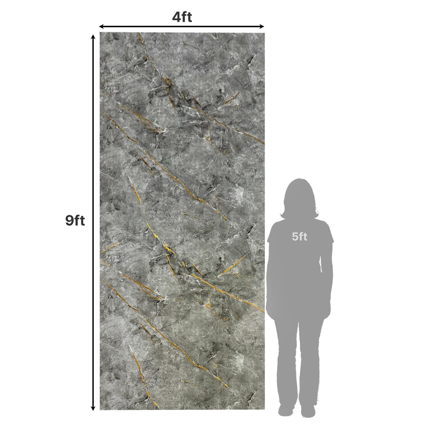 UV Marble Full Size Wall Panels 4ft x 9ft, High Gloss Panels - Backsplash, Bathroom, Accent Walls - Grey, Gold Veins