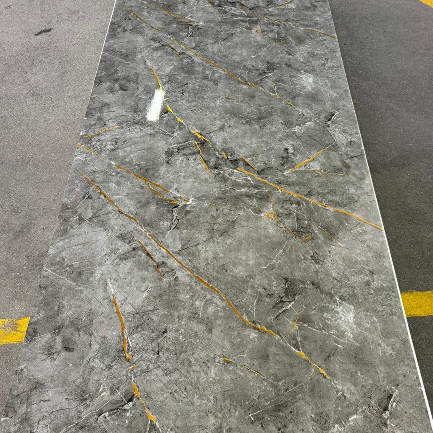 UV Marble Full Size Wall Panels 4ft x 9ft, High Gloss Panels - Backsplash, Bathroom, Accent Walls - Grey, Gold Veins