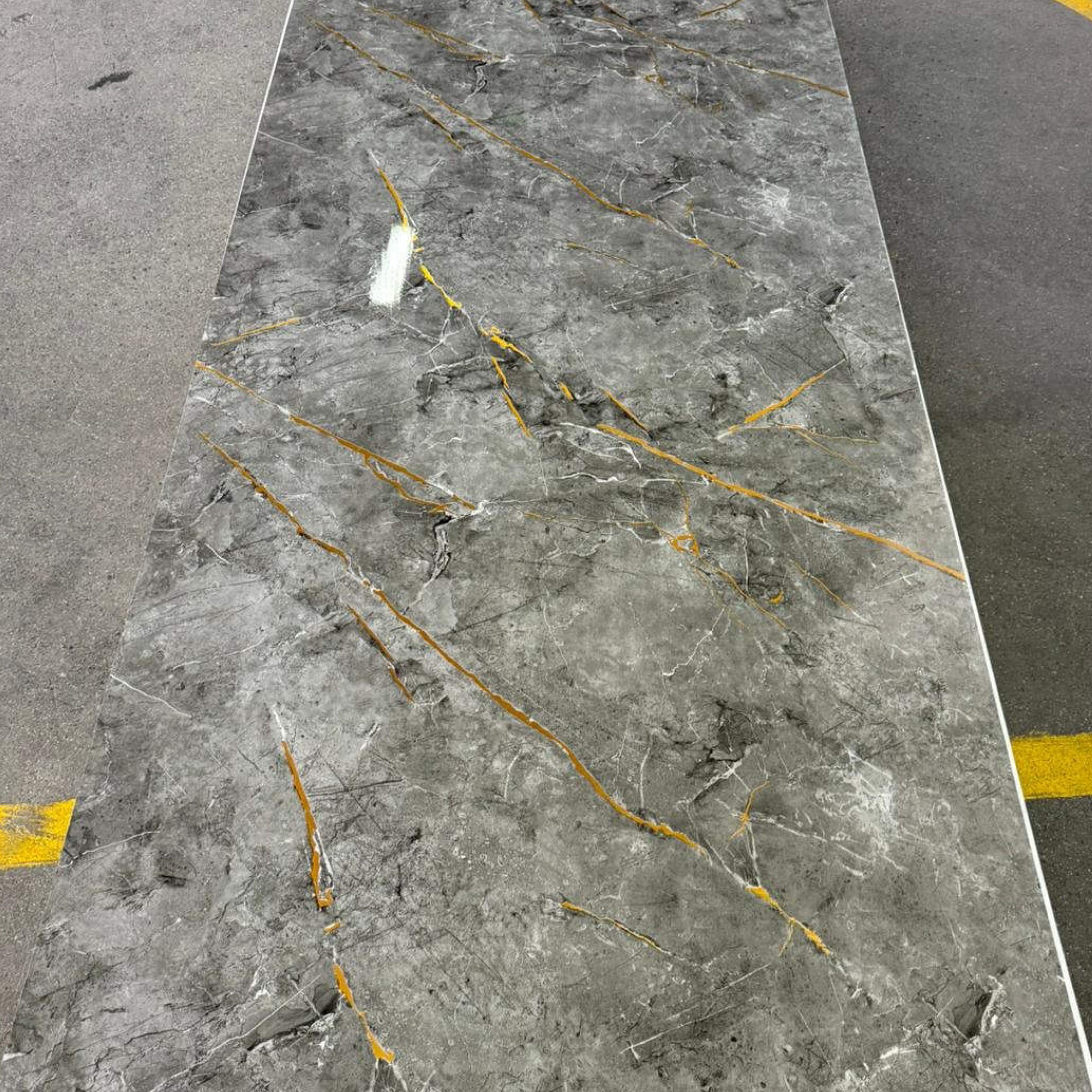 UV Marble Full Size Wall Panels 4ft x 9ft, High Gloss Panels - Backsplash, Bathroom, Accent Walls - Grey, Gold Veins