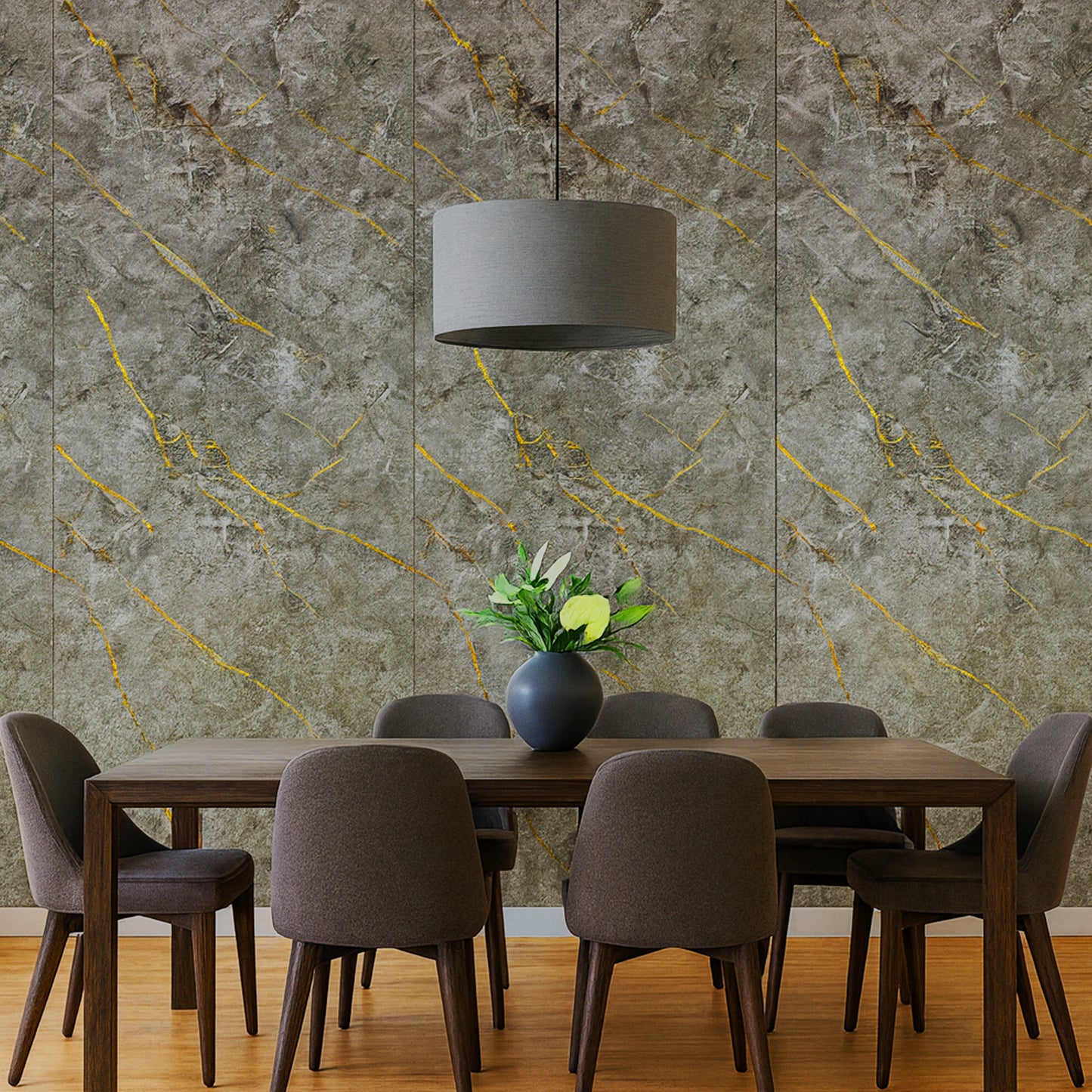 UV Marble Full Size Wall Panels 4ft x 9ft, High Gloss Panels - Backsplash, Bathroom, Accent Walls - Grey, Gold Veins