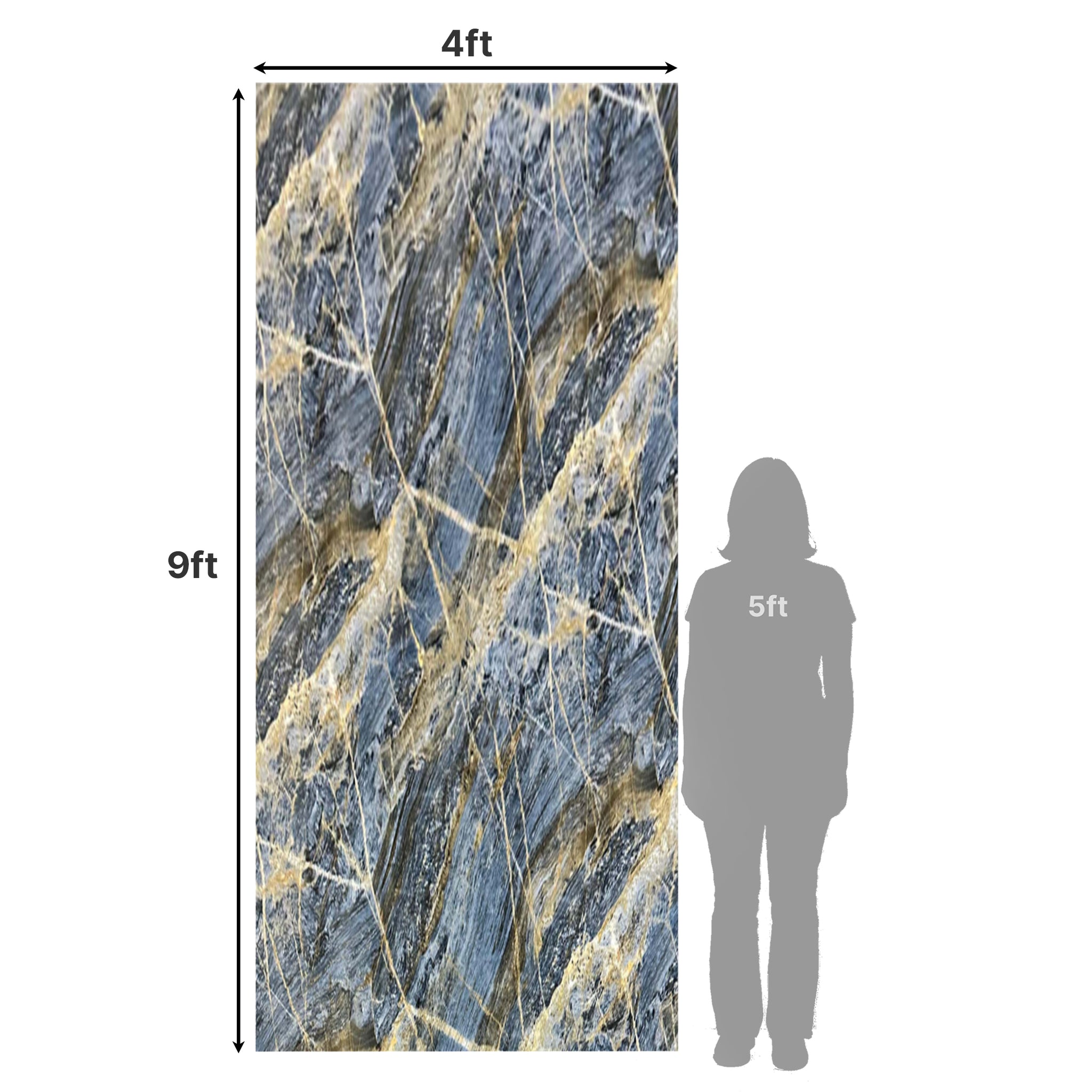 UV Marble Full Size Wall Panels 4ft x 9ft, High Gloss Panels - Backsplash, Bathroom, Accent Walls - Blue, Gold Veins